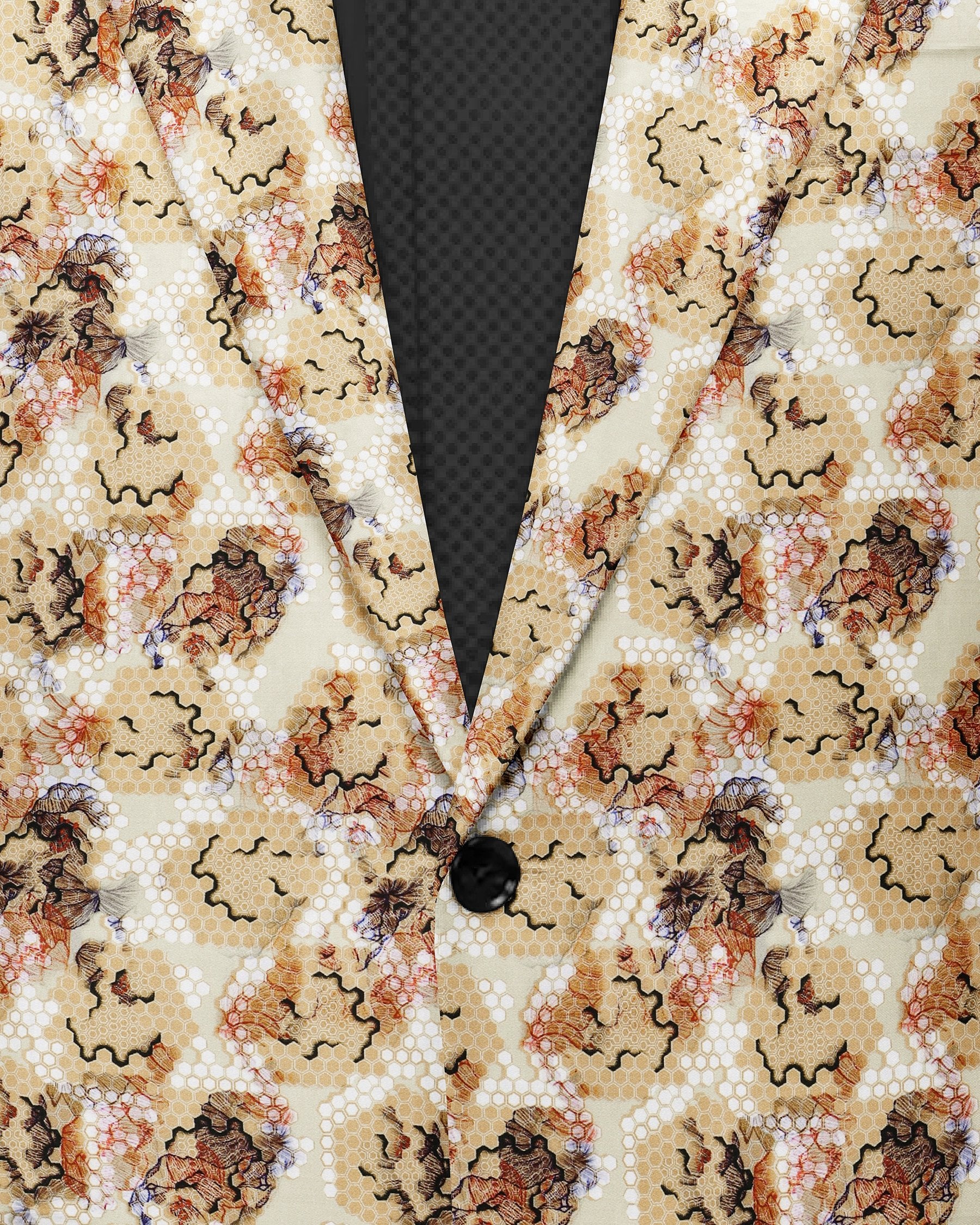 Cream Honeycomb Print Premium Designer Blazer