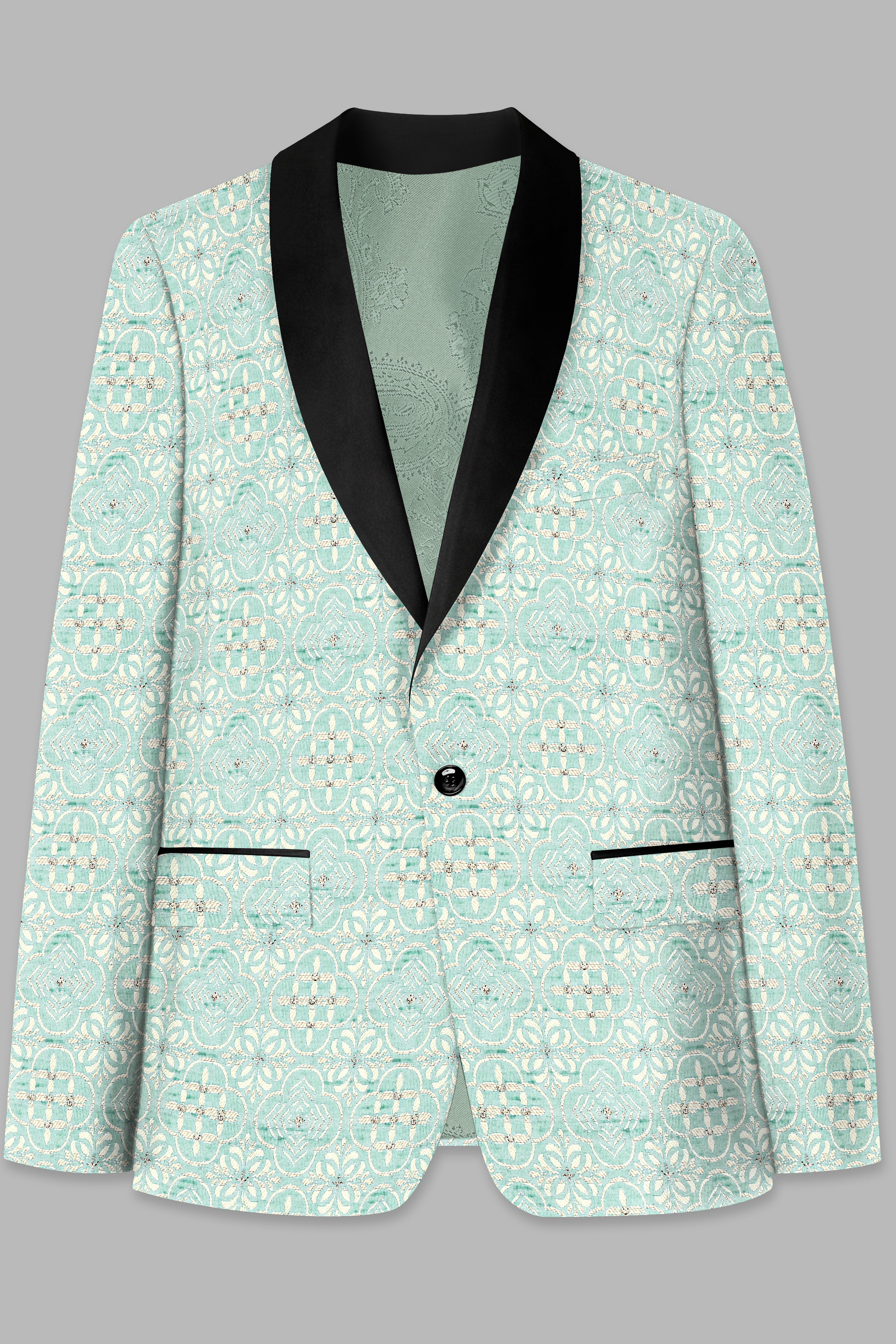 Jagged Blue and Derby Cream Jacquard Weave Tuxedo Blazer BL3691-BKL-36, BL3691-BKL-38, BL3691-BKL-40, BL3691-BKL-42, BL3691-BKL-44, BL3691-BKL-46, BL3691-BKL-48, BL3691-BKL-50, BL3691-BKL-52, BL3691-BKL-54, BL3691-BKL-56, BL3691-BKL-58, BL3691-BKL-60