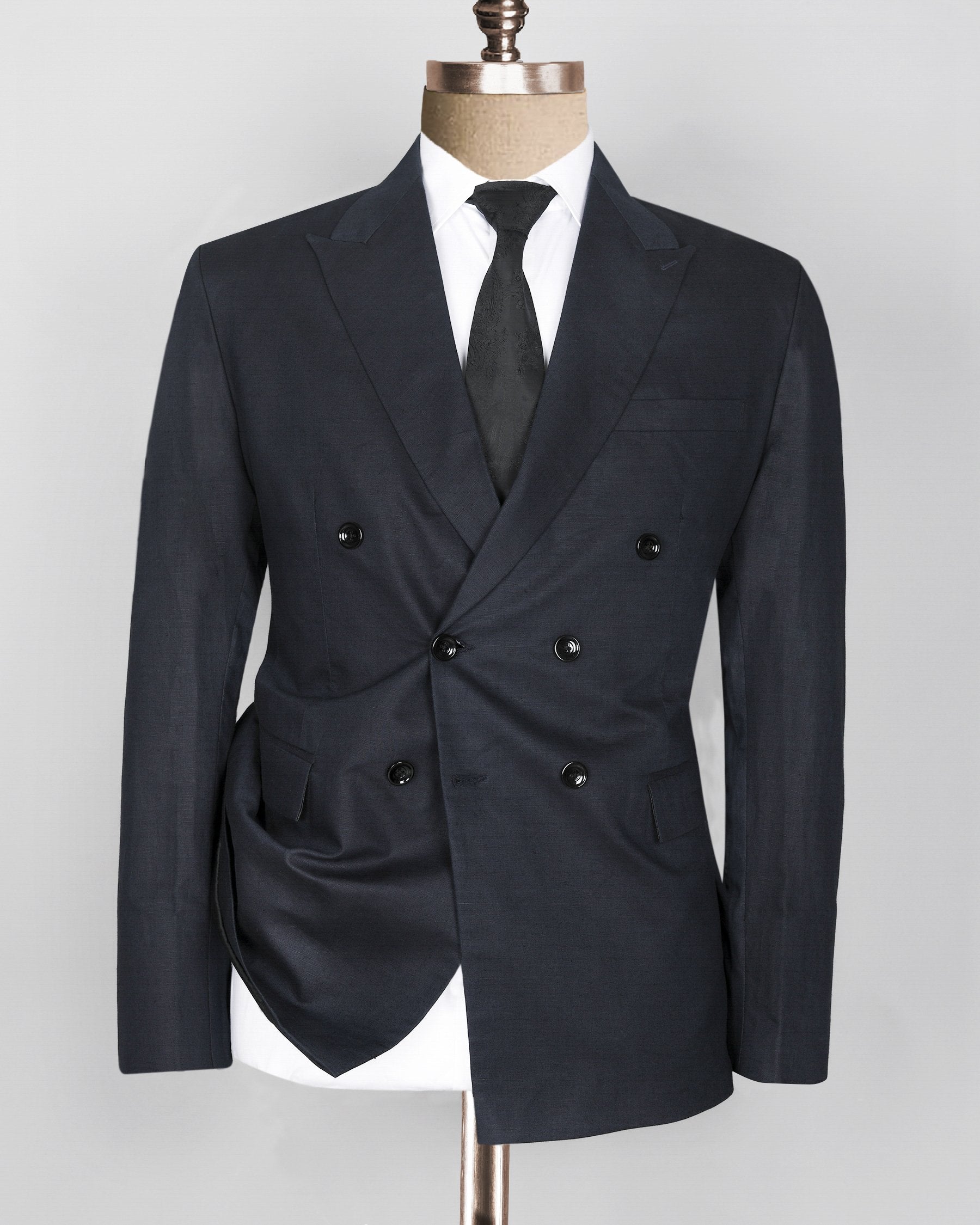 Presidential Navy Double-Breasted Linen Performance Blazer