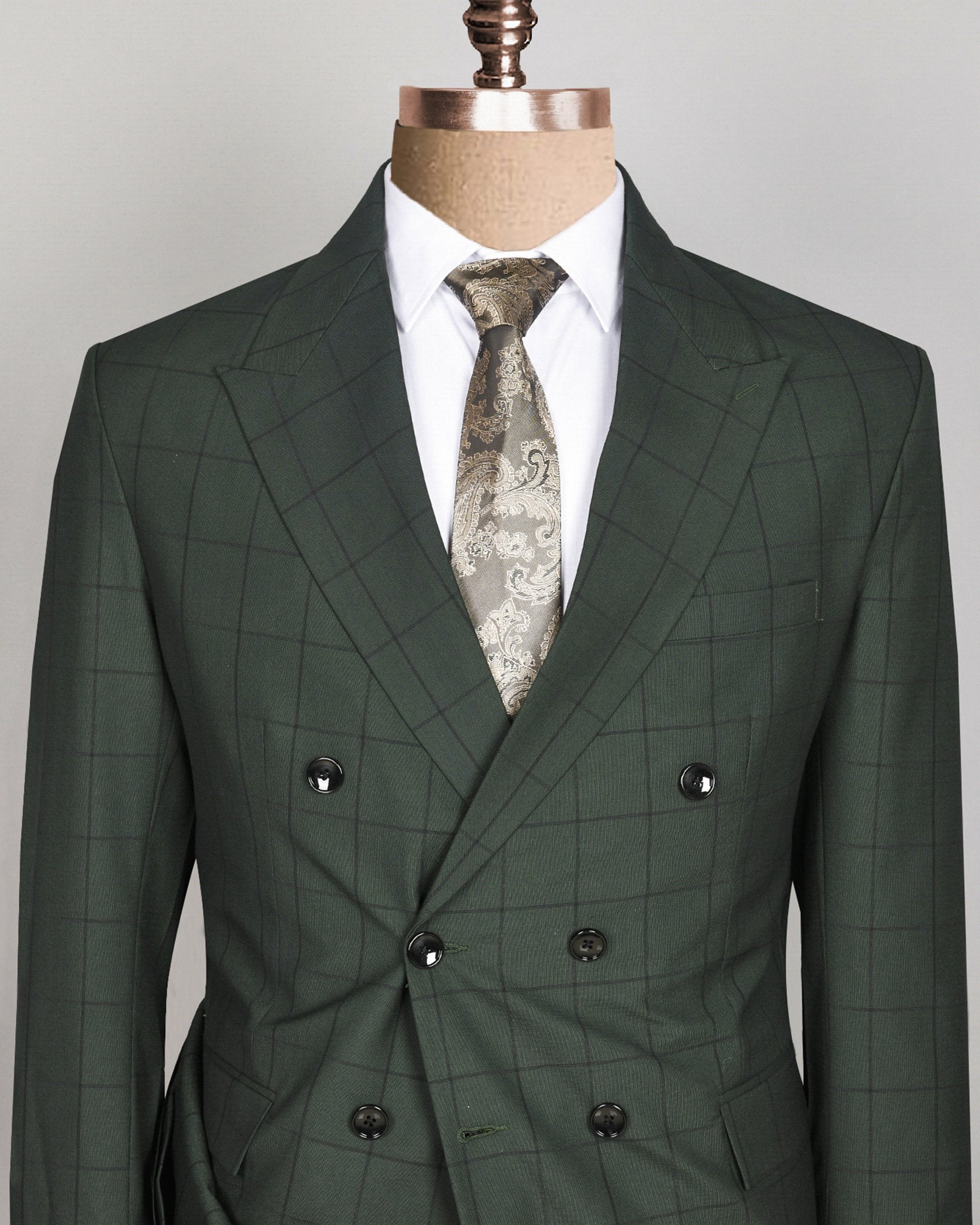 Hunter green Windowpane Wool Blend Double Breasted Blazer BL511DB-58, BL511DB-36, BL511DB-40, BL511DB-46, BL511DB-44, BL511DB-48, BL511DB-56, BL511DB-42, BL511DB-50, BL511DB-52, BL511DB-54, BL511DB-60, BL511DB-38