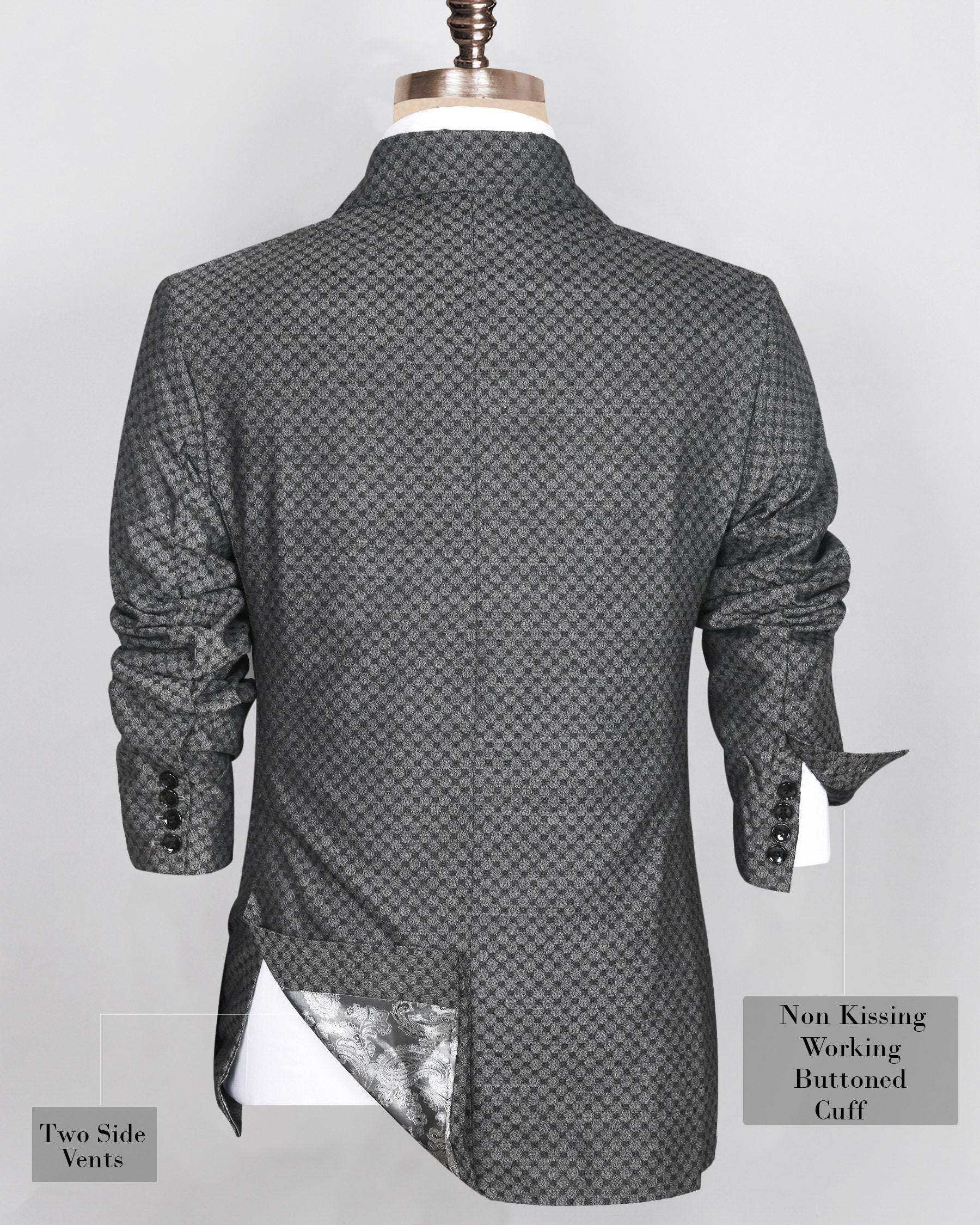 Pebble Grey Box Textured Wool blend Blazer