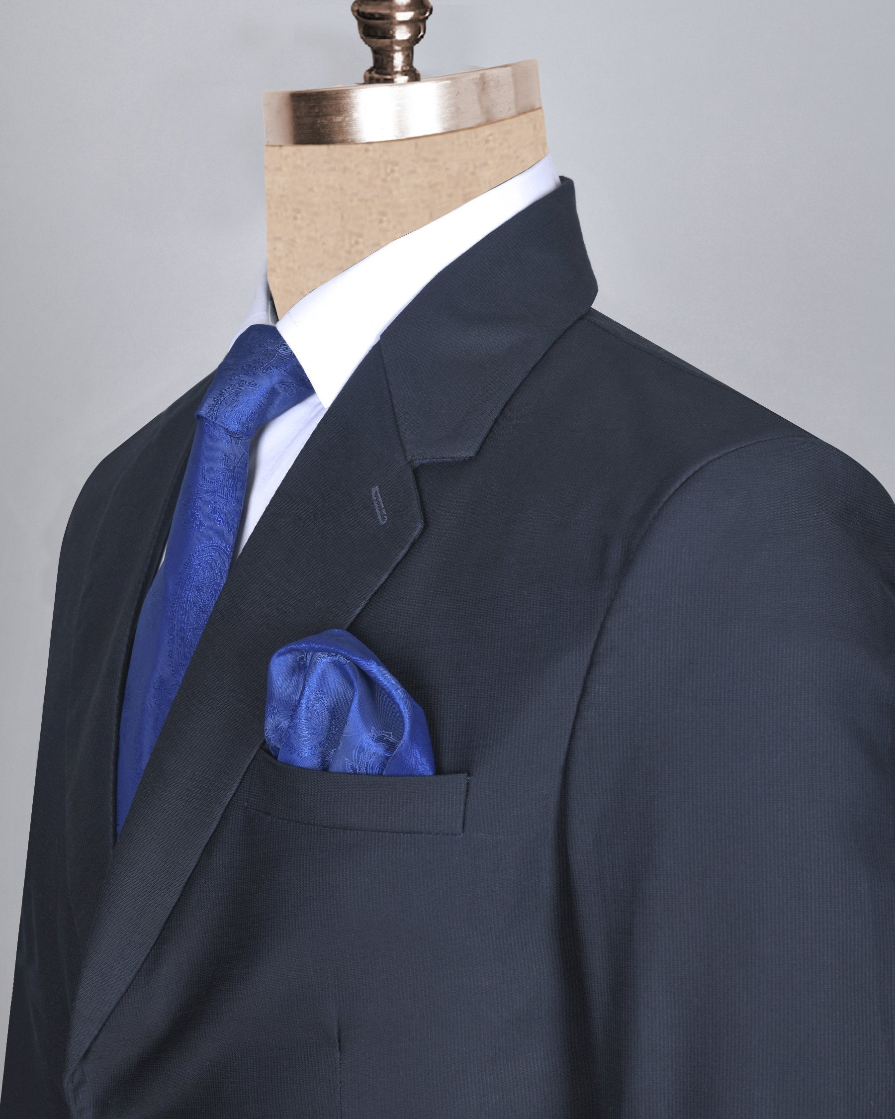 Navy Subtle Pinstriped Premium Cotton Sport Blazer