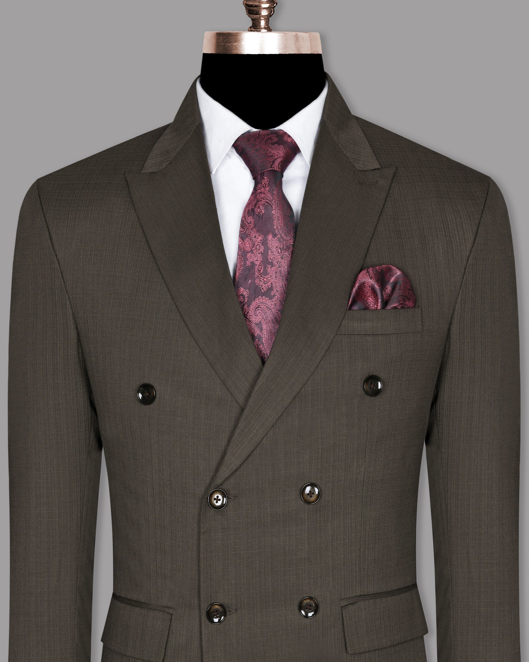Cedar Brown Wool Blend Double Breasted Blazer