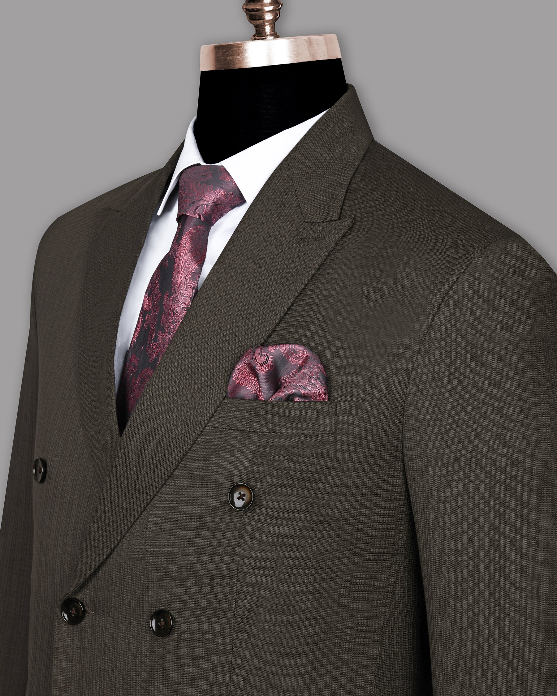 Cedar Brown Wool Blend Double Breasted Blazer