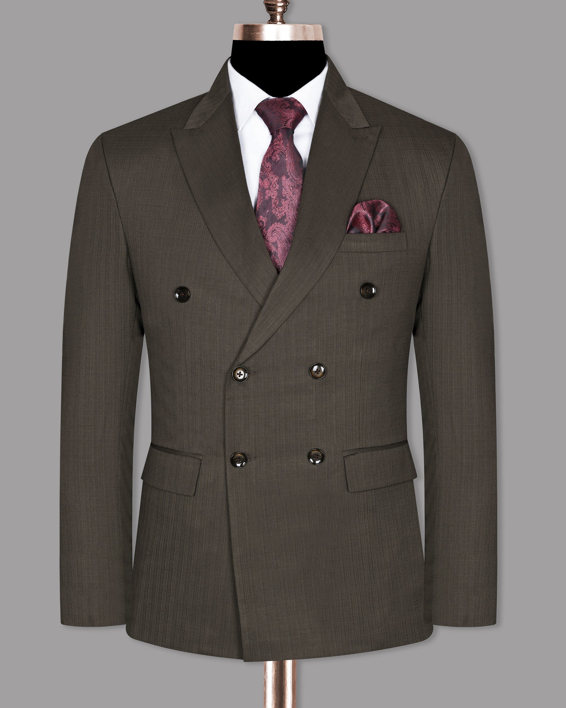 Cedar Brown Wool Blend Double Breasted Blazer