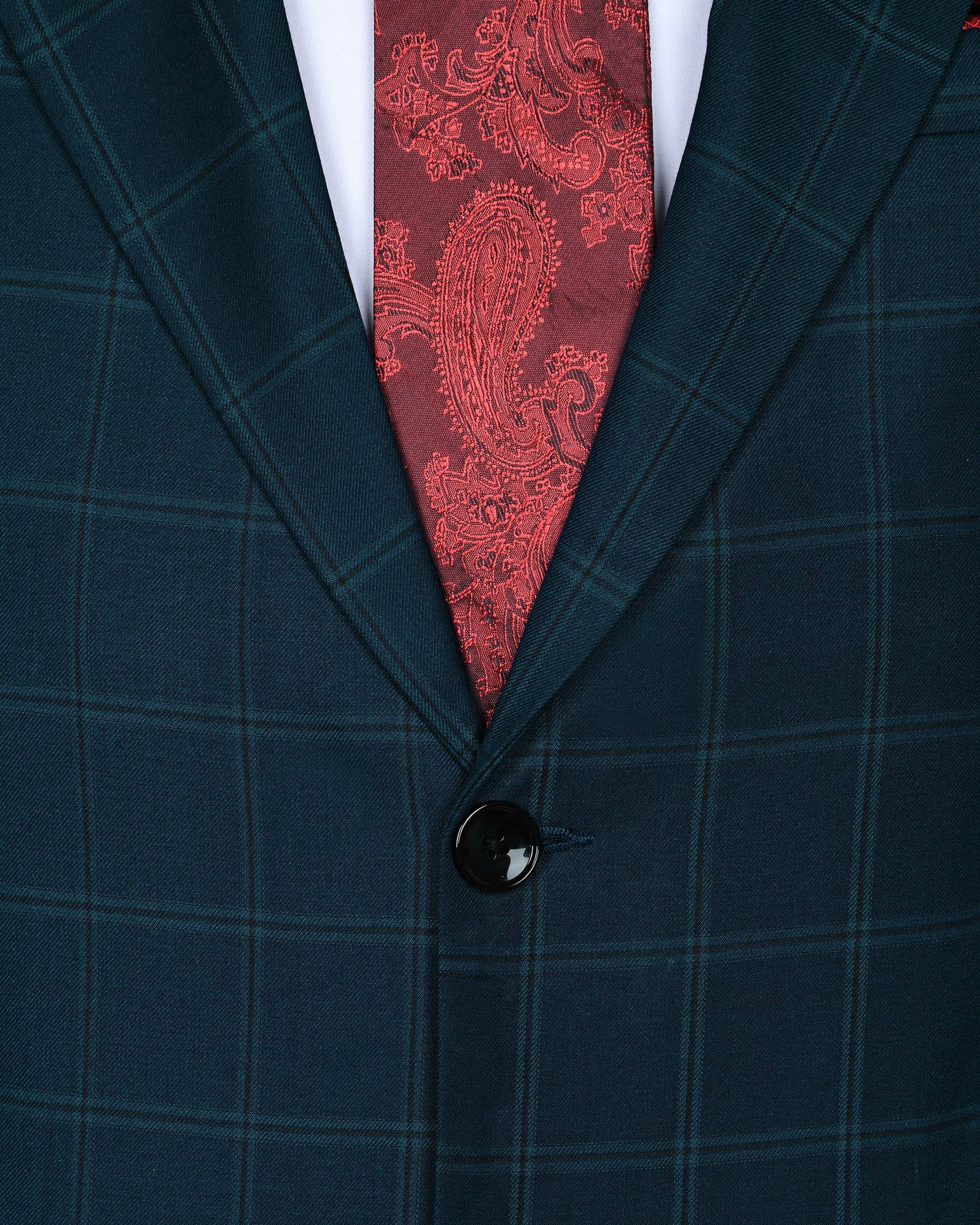 Peacock Blue Windowpane Wool Blazer