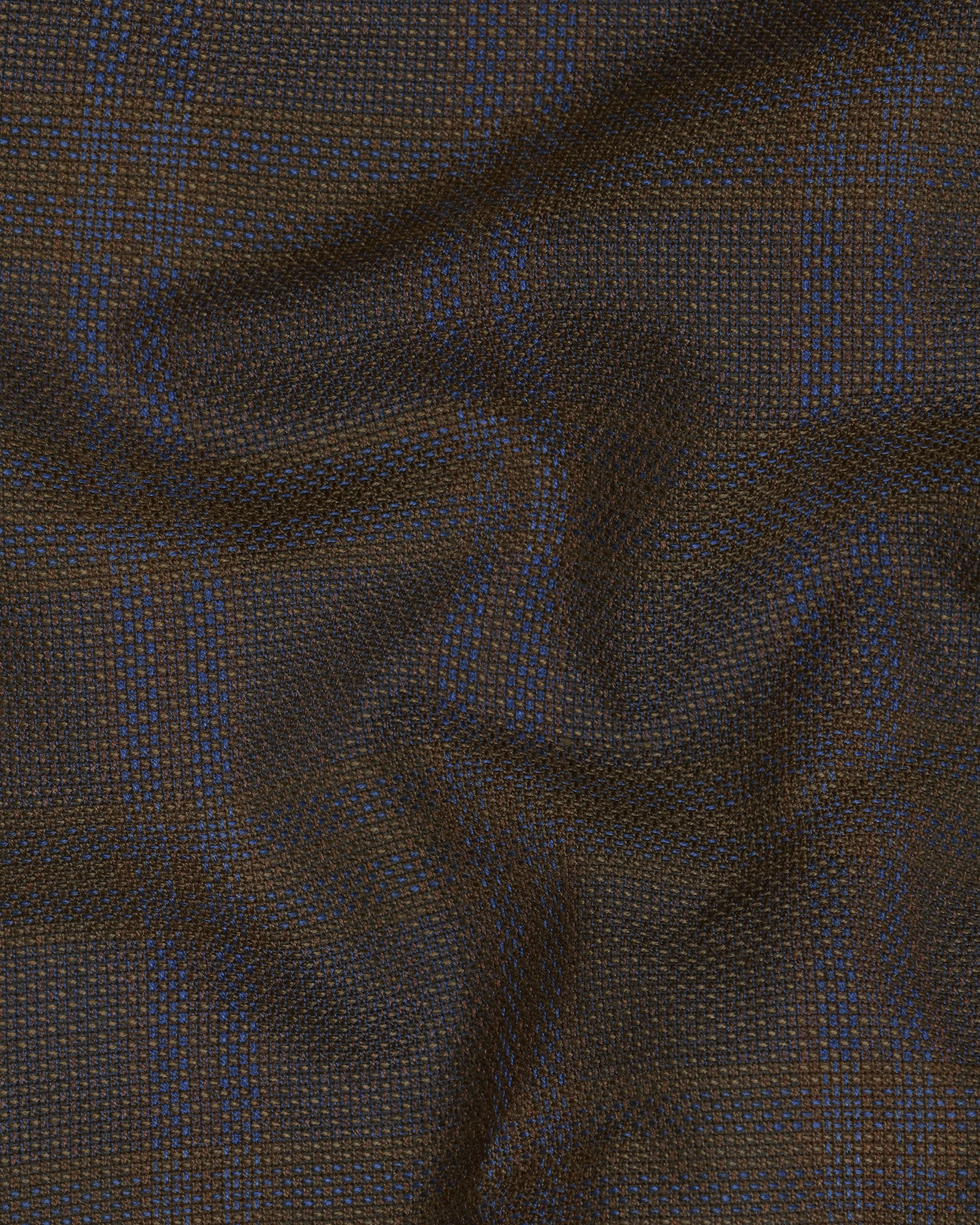 Chocolate Brown subtle windowpane Dobby Wool Double Breasted Tweed Blazer