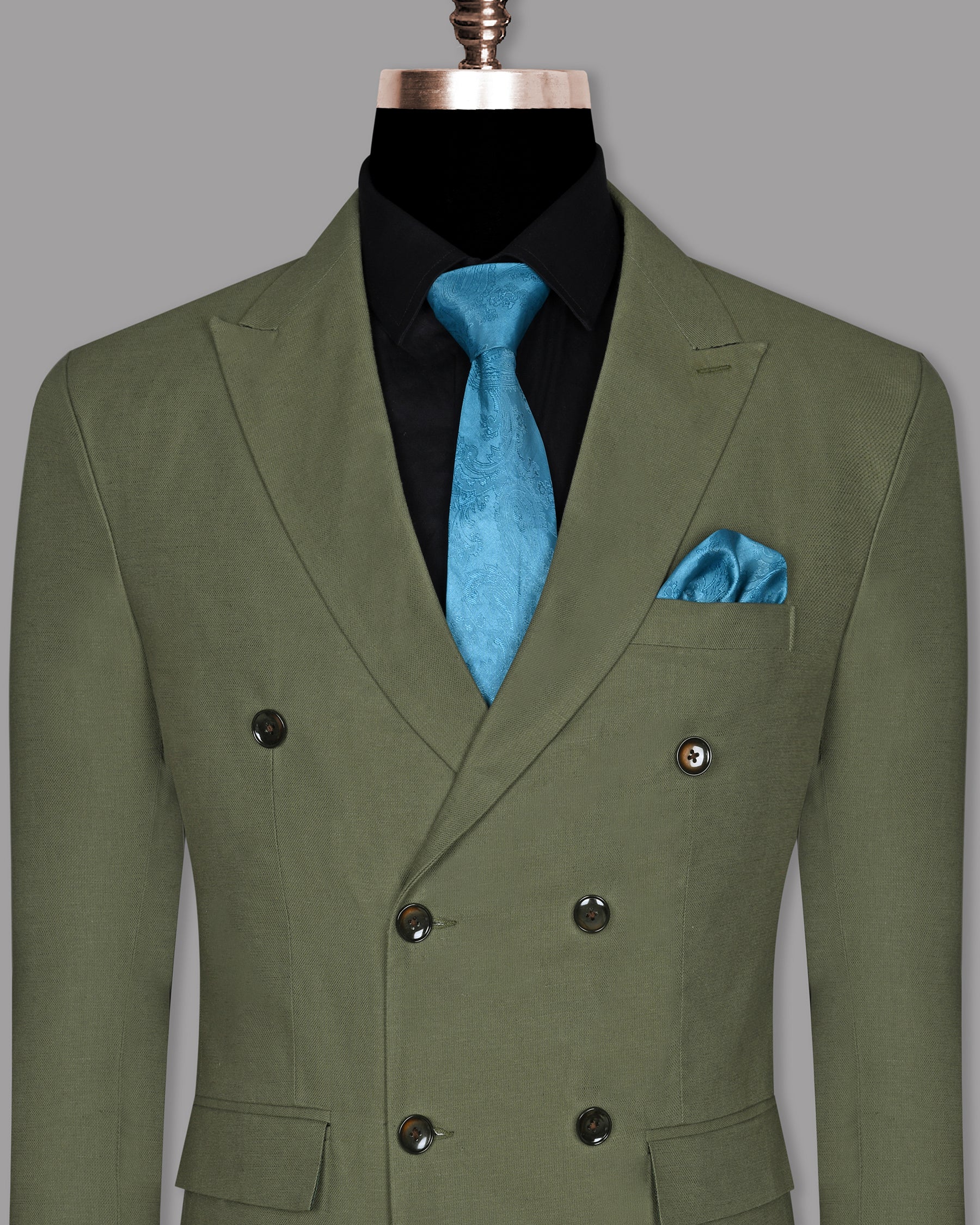 Olive Luxurious Linen Double Breasted Blazer BL735DB-56, BL735DB-52, BL735DB-40, BL735DB-58, BL735DB-48, BL735DB-60, BL735DB-44, BL735DB-36, BL735DB-42, BL735DB-54, BL735DB-38, BL735DB-50, BL735DB-46