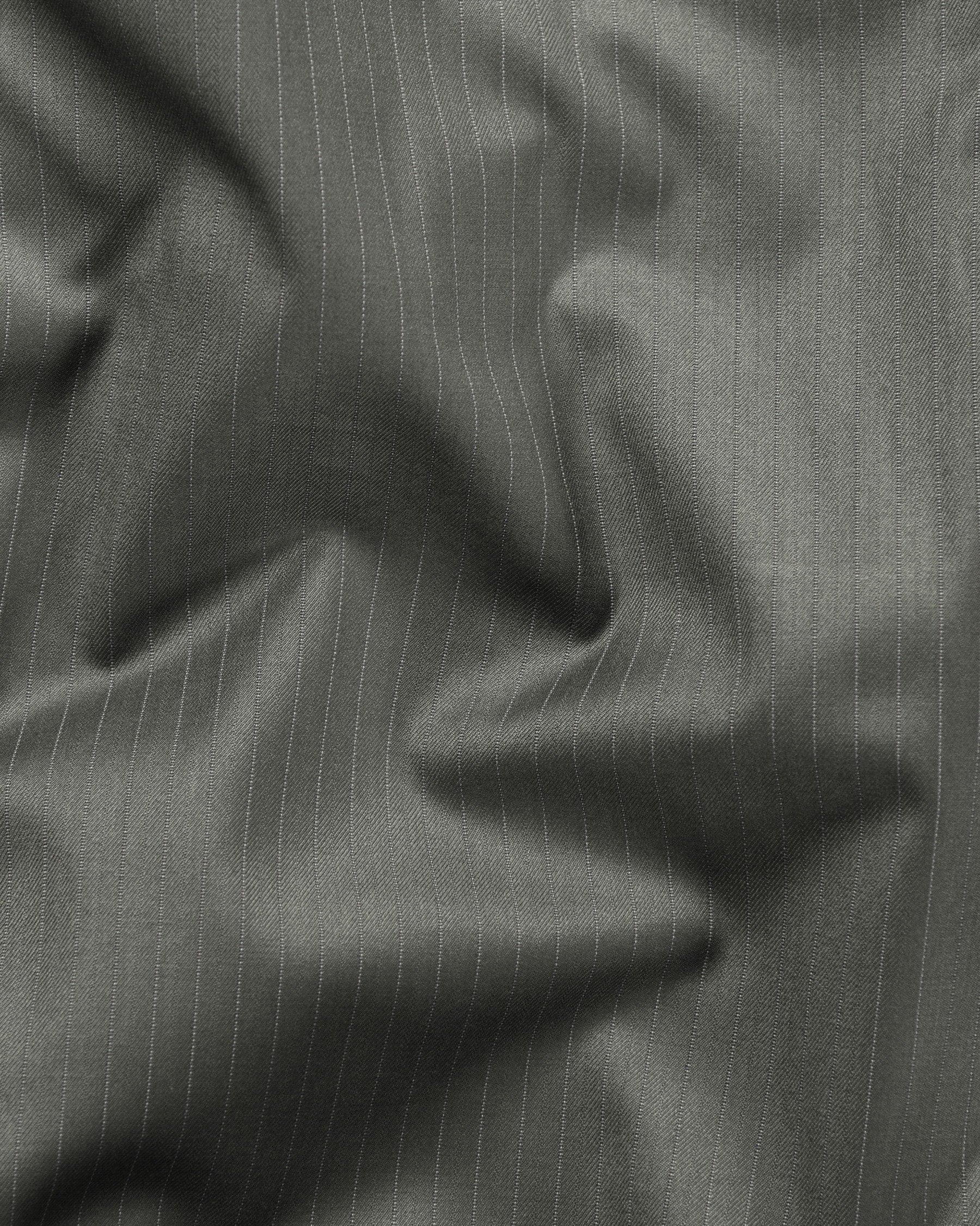 Greenish Grey Striped Wool Rich Blazer