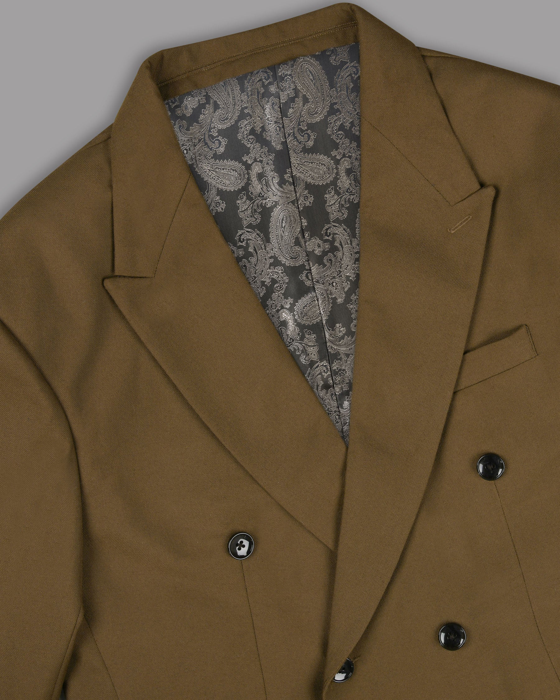 Soil Brown Wool Rich Double Breasted Blazer