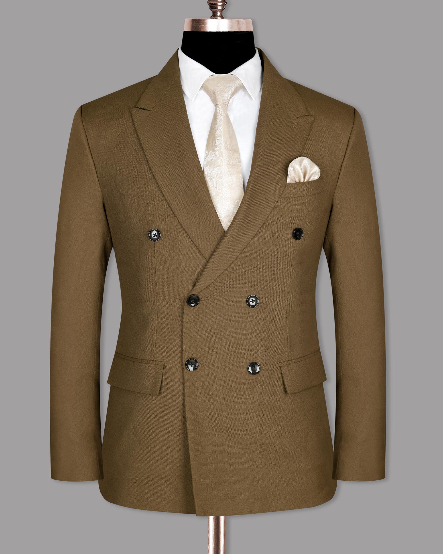 Soil Brown Wool Rich Double Breasted Blazer