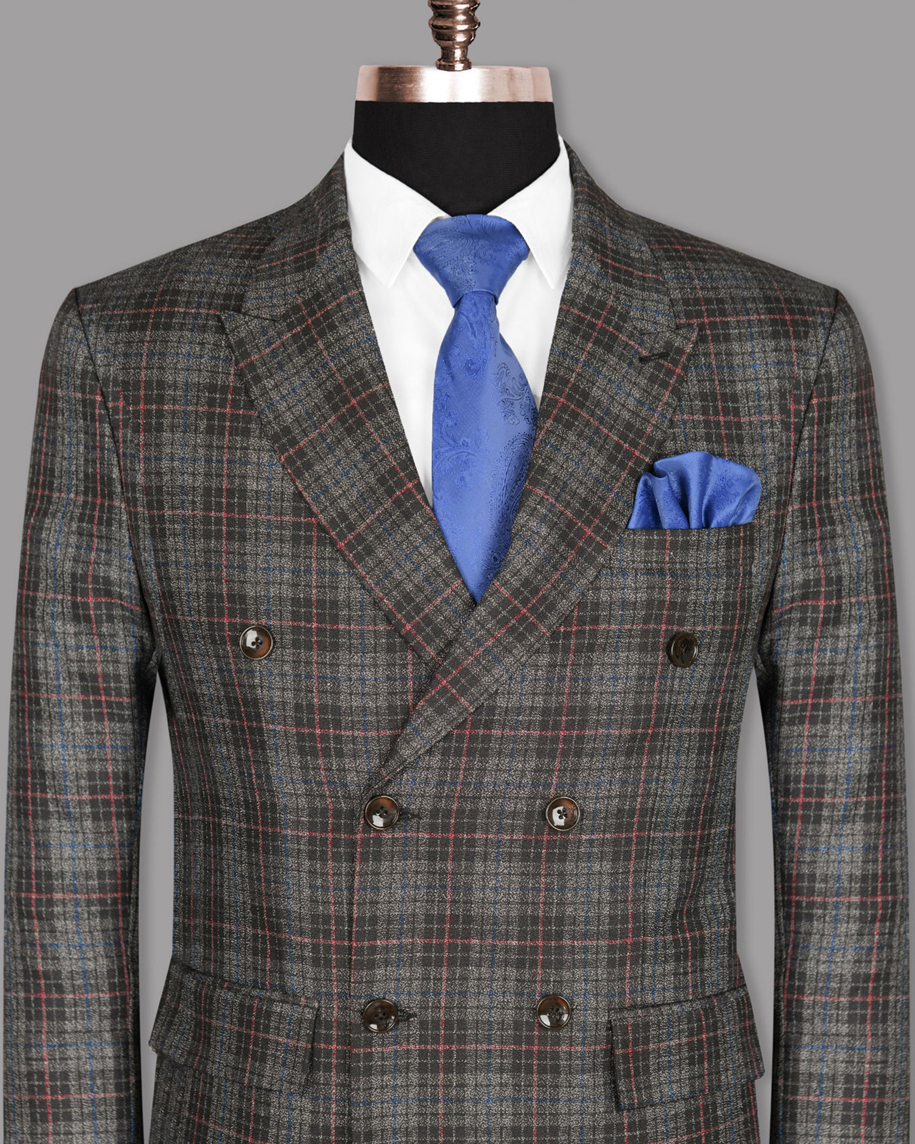 Charcoal Windowpane Wool Rich Double Breasted Blazer BL922-DB-46, BL922-DB-48, BL922-DB-52, BL922-DB-54, BL922-DB-56, BL922-DB-38, BL922-DB-36, BL922-DB-50, BL922-DB-60, BL922-DB-58, BL922-DB-40, BL922-DB-42, BL922-DB-44