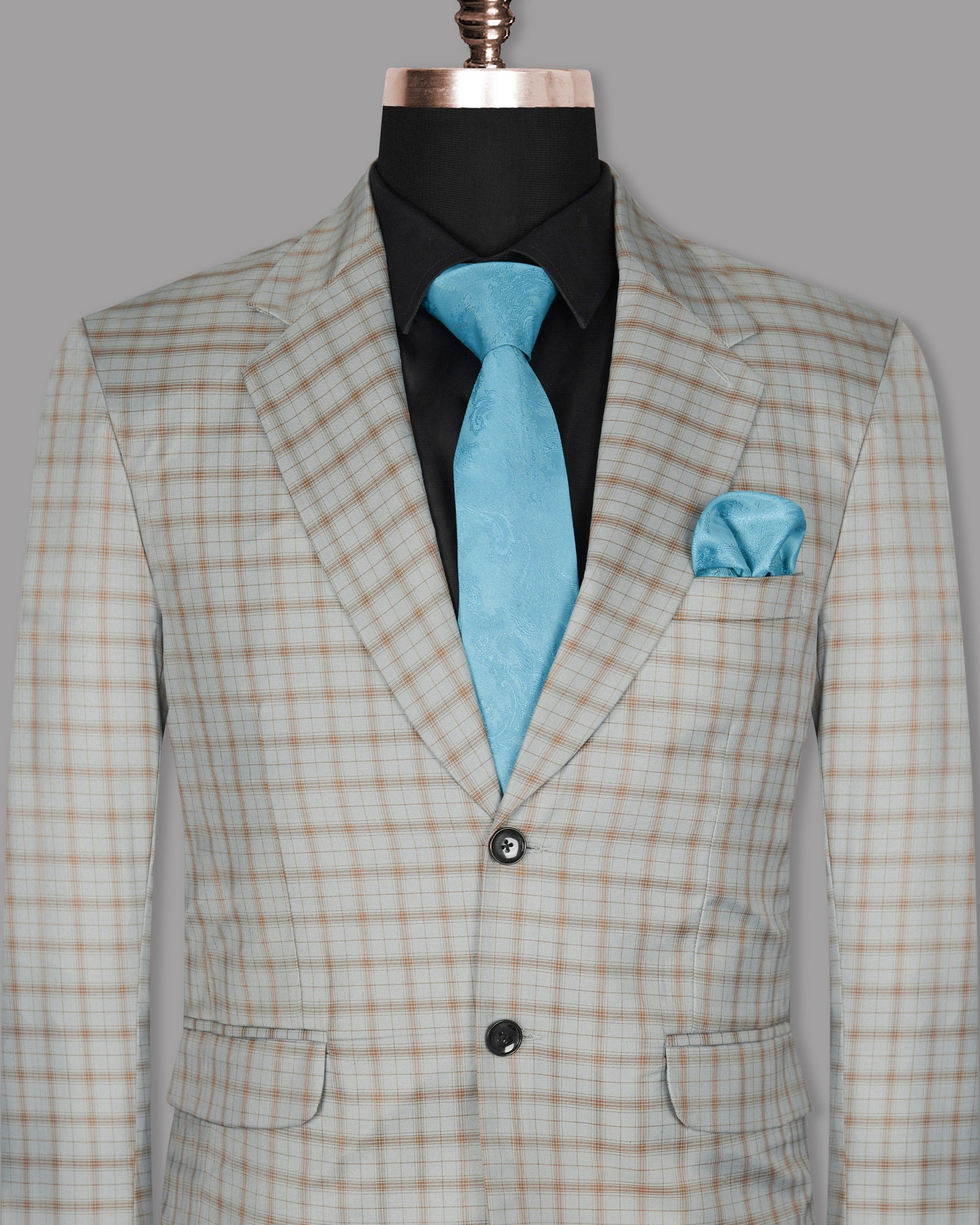 Trout Grey Checked Wool Rich Blazer BL967-SB-52, BL967-SB-36, BL967-SB-38, BL967-SB-40, BL967-SB-42, BL967-SB-44, BL967-SB-46, BL967-SB-48, BL967-SB-50, BL967-SB-54, BL967-SB-56, BL967-SB-58, BL967-SB-60