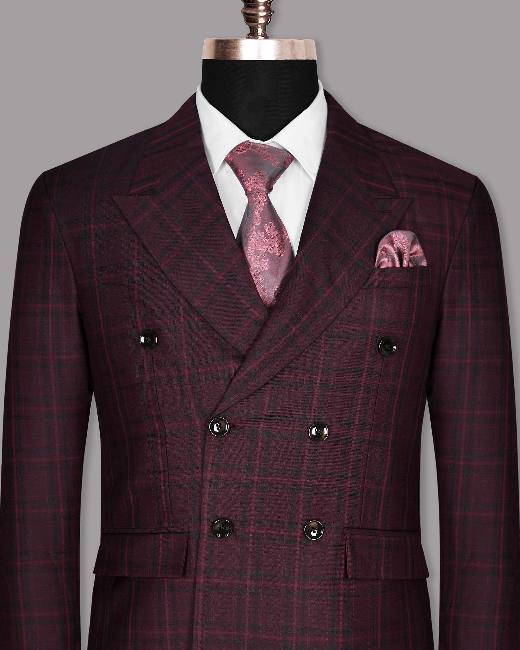 Bulgarian Rose Plaid Double Breasted Blazer BL984-DB-50, BL984-DB-54, BL984-DB-36, BL984-DB-38, BL984-DB-52, BL984-DB-40, BL984-DB-42, BL984-DB-48, BL984-DB-44, BL984-DB-46, BL984-DB-56, BL984-DB-58, BL984-DB-60