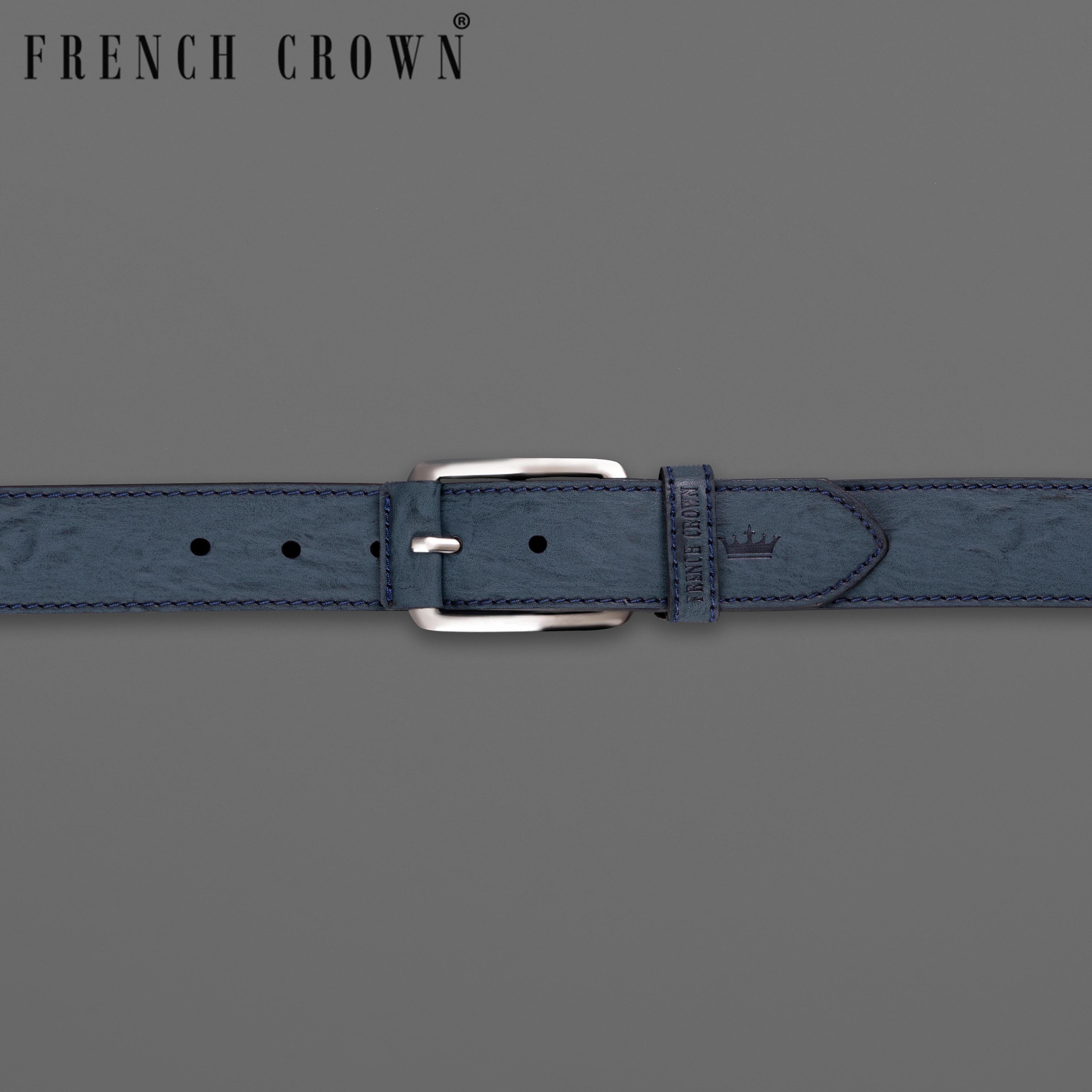 Blue with Metallic Buckle Leather Free Lightweight Handcrafted Belt