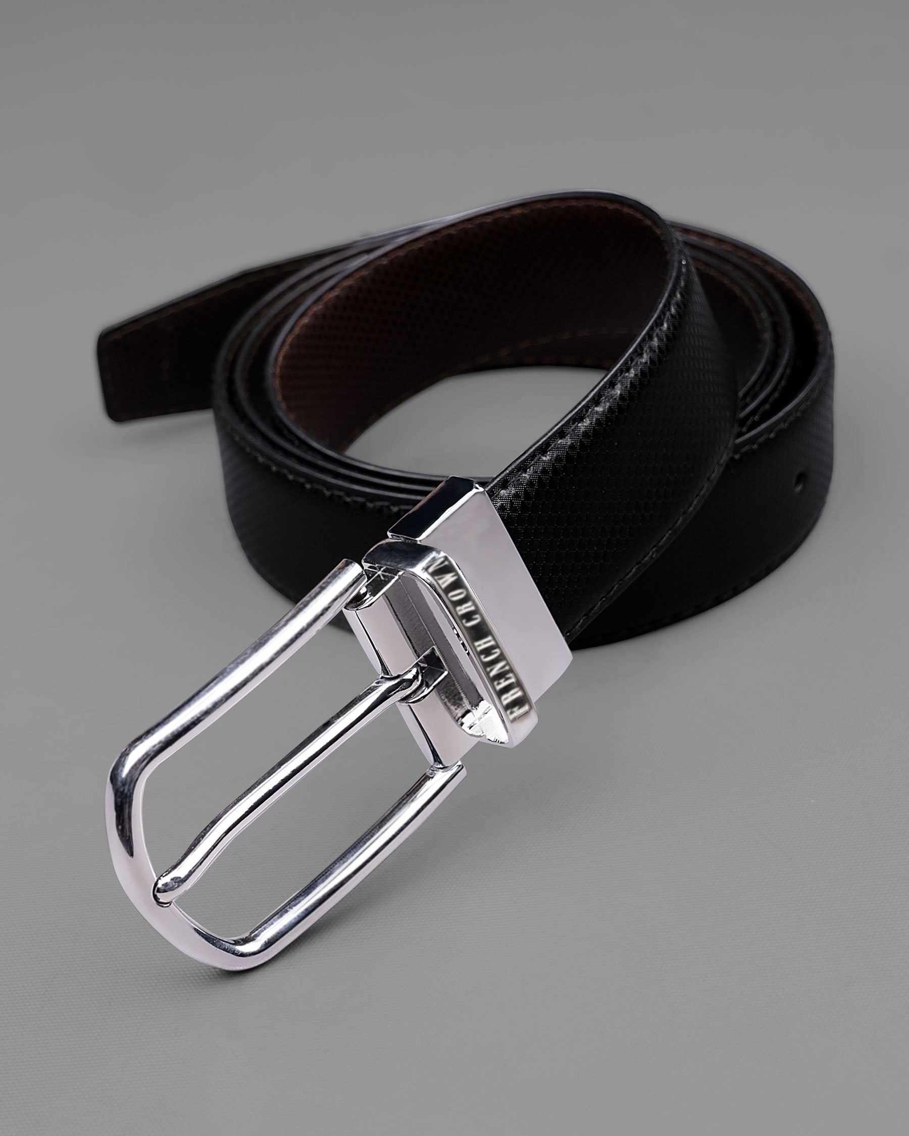 Silver buckled Reversible jade Black and Brown Vegan Leather Handcrafted Belt BT037-28, BT037-30, BT037-32, BT037-34, BT037-36, BT037-38