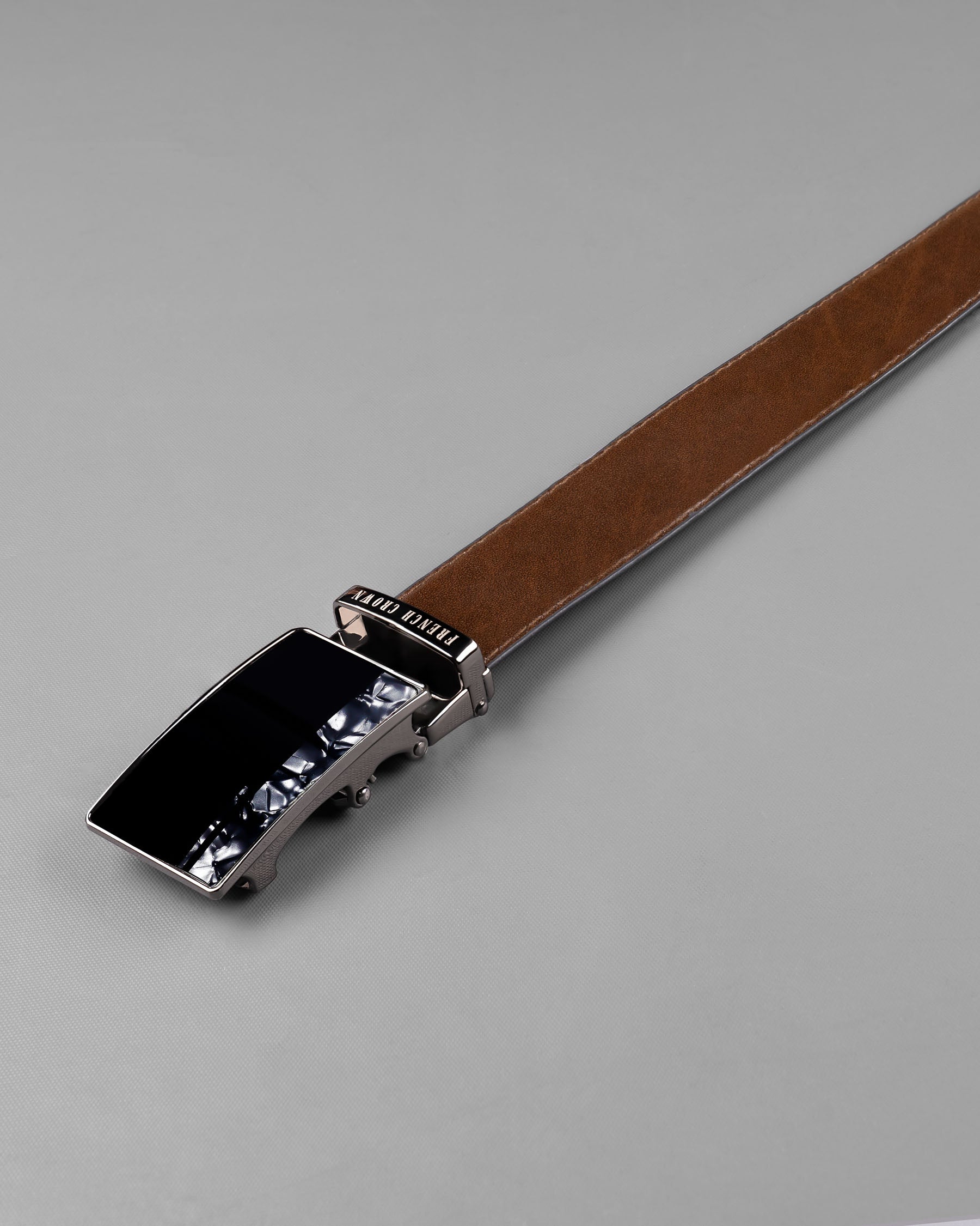 Matt Grey with Jade black Marble Patterned No hole buckle Reversible Black and Brown Vegan Leather Handcrafted Belt BT041-28, BT041-30, BT041-32, BT041-34, BT041-36, BT041-38