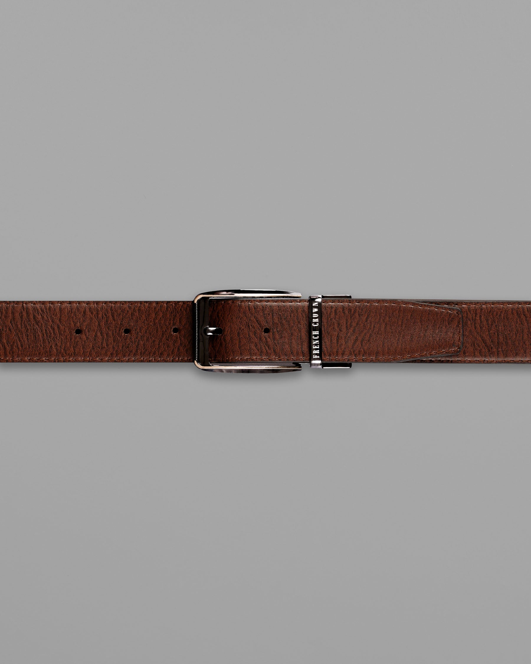 Glossy Grey with golden Patterned buckle Reversible Black and Brown Vegan Leather Handcrafted Belt