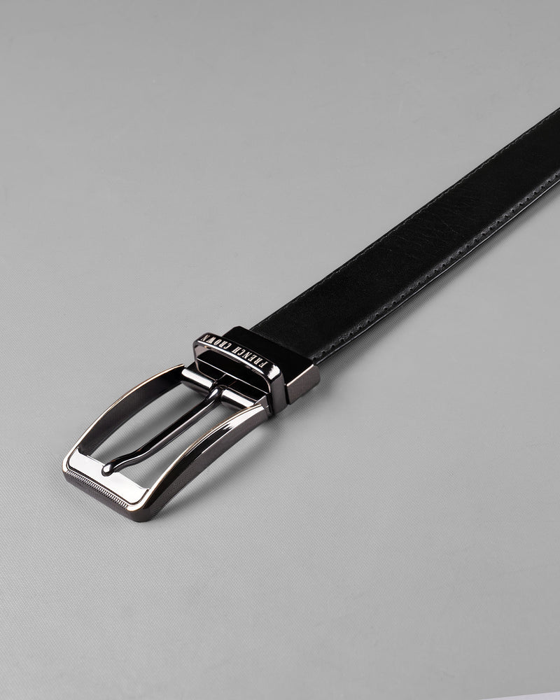 Glossy Grey with golden Patterned buckle Reversible Black and Brown Vegan Leather Handcrafted Belt BT042-28, BT042-30, BT042-32, BT042-34, BT042-36, BT042-38