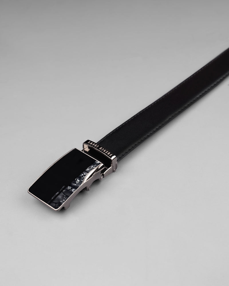 Matt Grey with Jade black Marble Patterned No hole buckle Reversible Black and Brown Vegan Leather Handcrafted Belt
