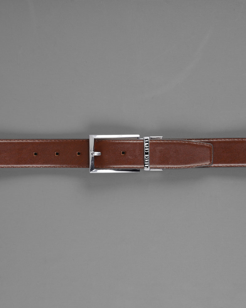 Silver buckled Reversible jade Black and Brown Vegan Leather Handcrafted Belt