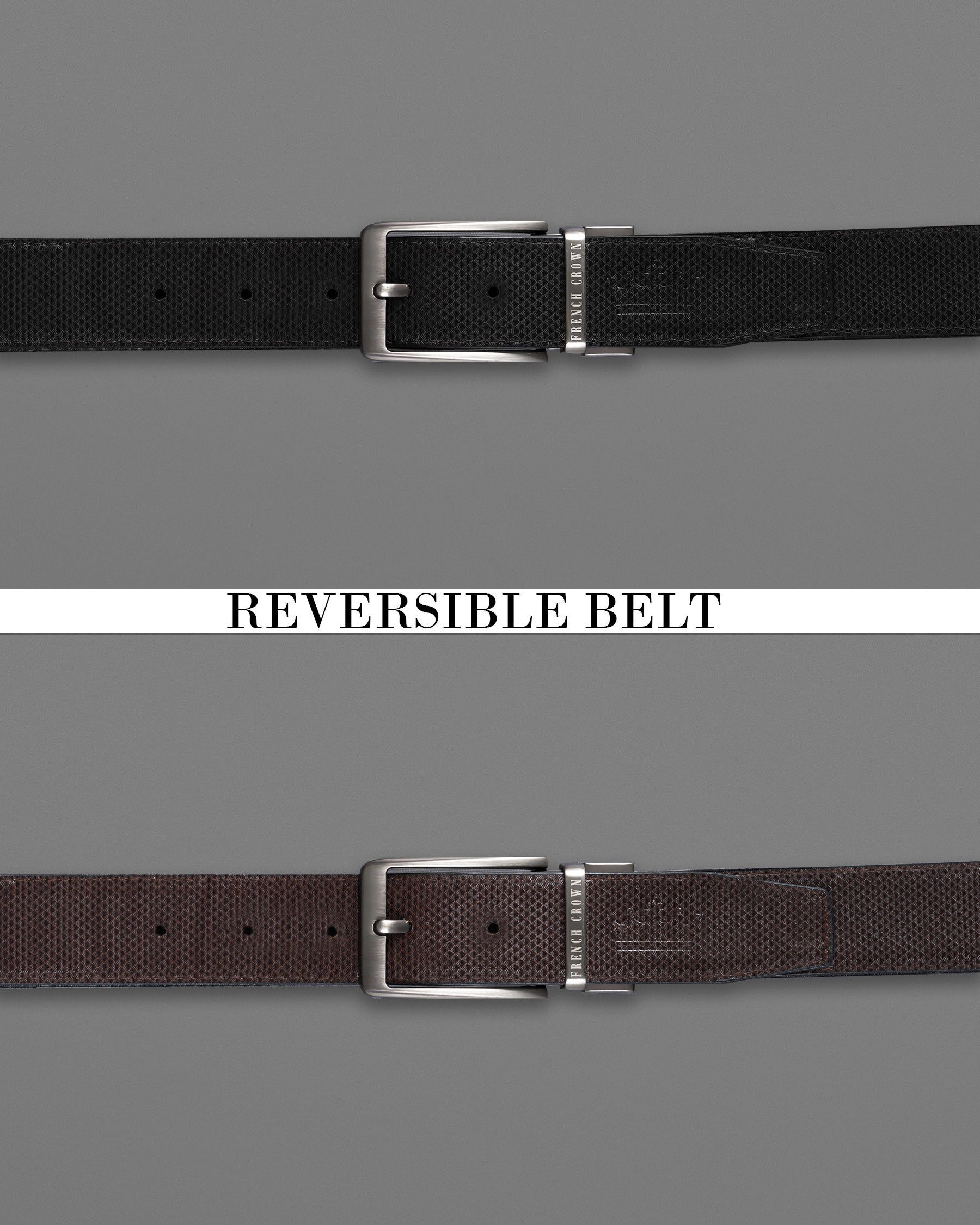 Silver Buckle with Jade Black and Brown Leather Free Handcrafted Reversible Belt BT058-28, BT058-30, BT058-32, BT058-34, BT058-36, BT058-38