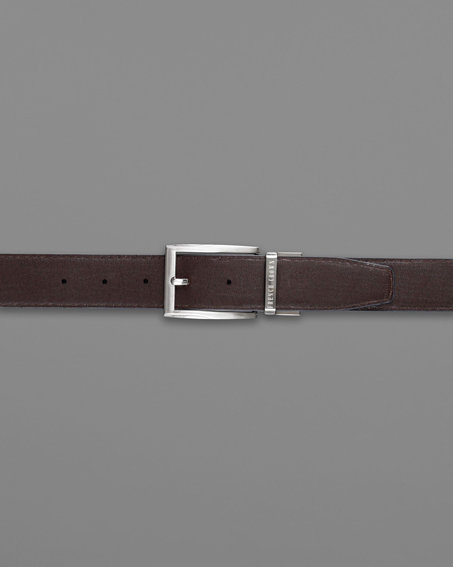 Silver Metallic Shiny Buckle with Jade Black and Brown Leather Free Handcrafted Reversible Belt BT072-28, BT072-30, BT072-32, BT072-34, BT072-36, BT072-38