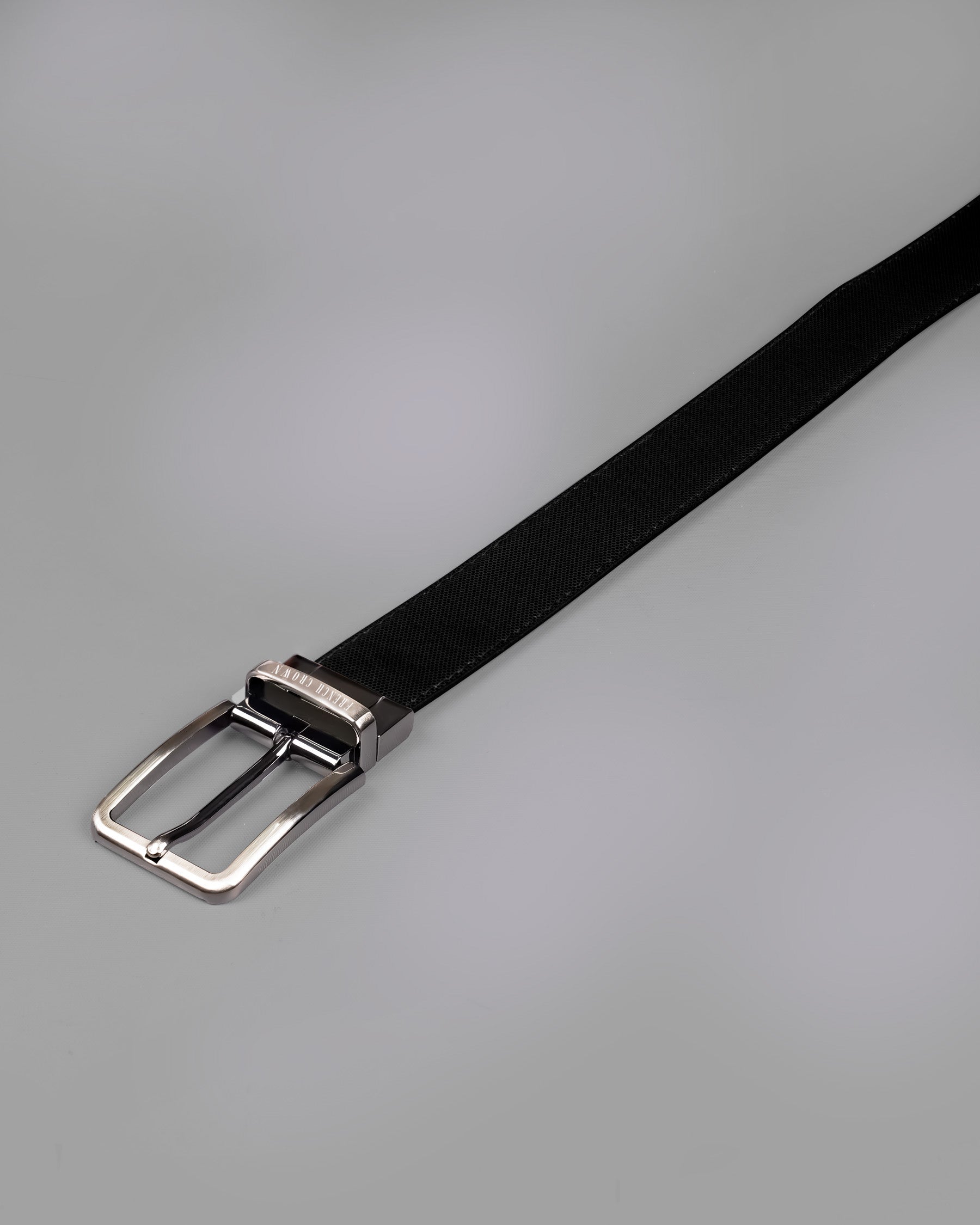 Silver Metallic Shiny Buckle with Jade Black and Brown Leather Free Handcrafted Reversible Belt BT078-28, BT078-30, BT078-32, BT078-34, BT078-36, BT078-38