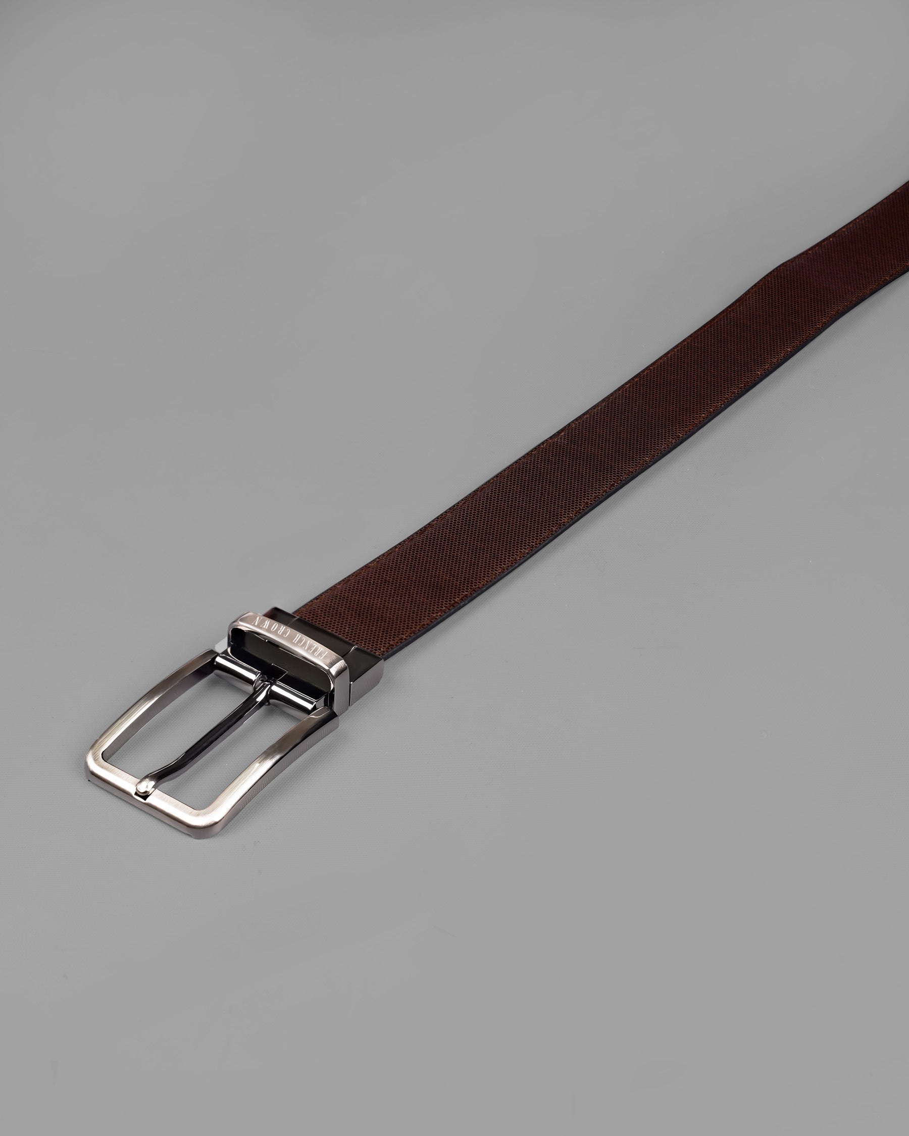 Silver Metallic Shiny Buckle with Jade Black and Brown Leather Free Handcrafted Reversible Belt BT078-28, BT078-30, BT078-32, BT078-34, BT078-36, BT078-38