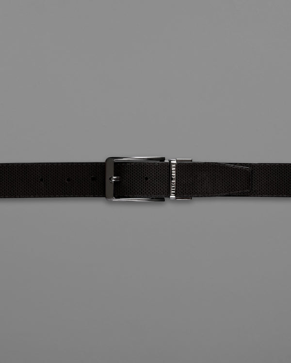 Metallic Black and Silver Buckle with Jade Black and Brown Leather Free Handcrafted Reversible Belt