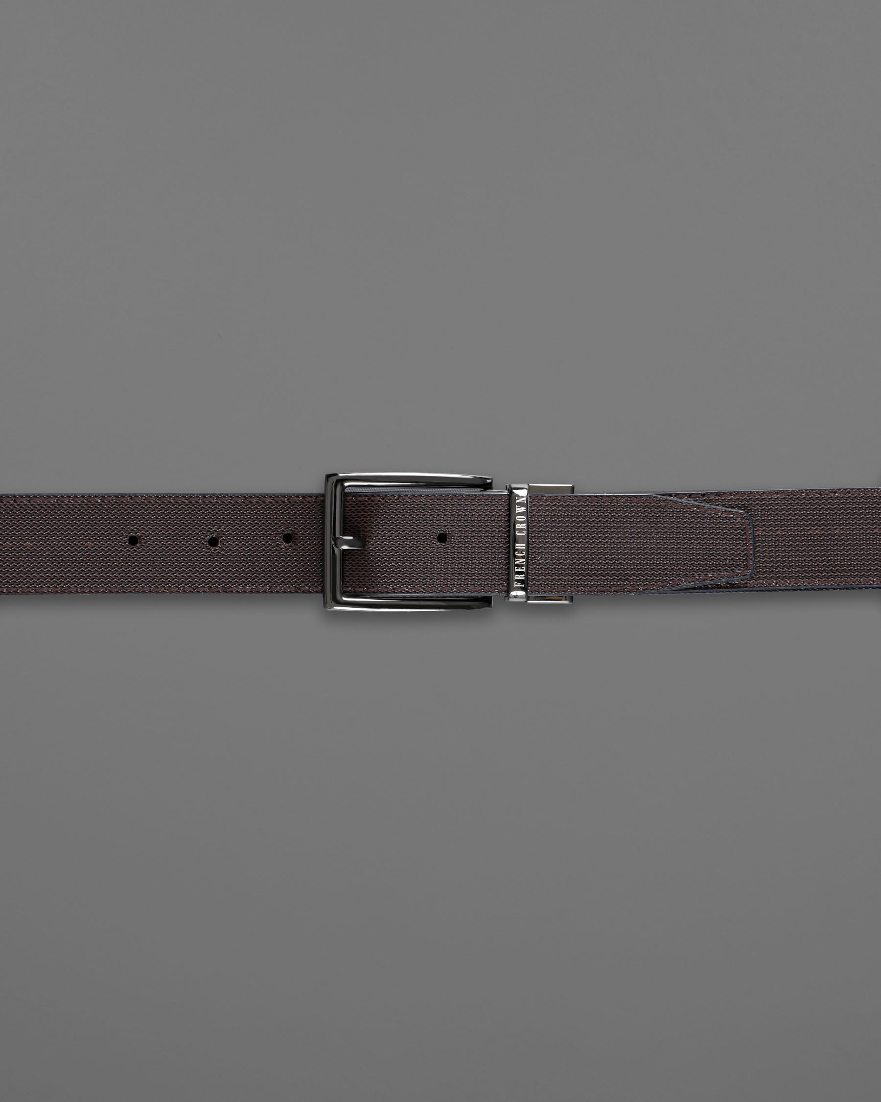 Metallic Gray Buckle with Jade Black and Light Brown Leather Free Handcrafted Reversible Belt BT084-28, BT084-30, BT084-32, BT084-34, BT084-36, BT084-38