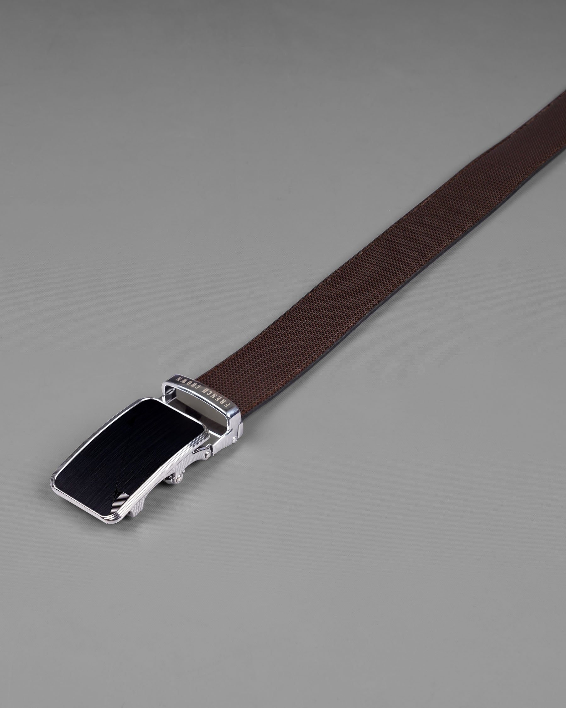 Designer Black and Silver Buckle Matte Finish with Jade Black and Dark Brown Leather Free Handcrafted Reversible Belt BT093-28, BT093-30, BT093-32, BT093-34, BT093-36, BT093-38 