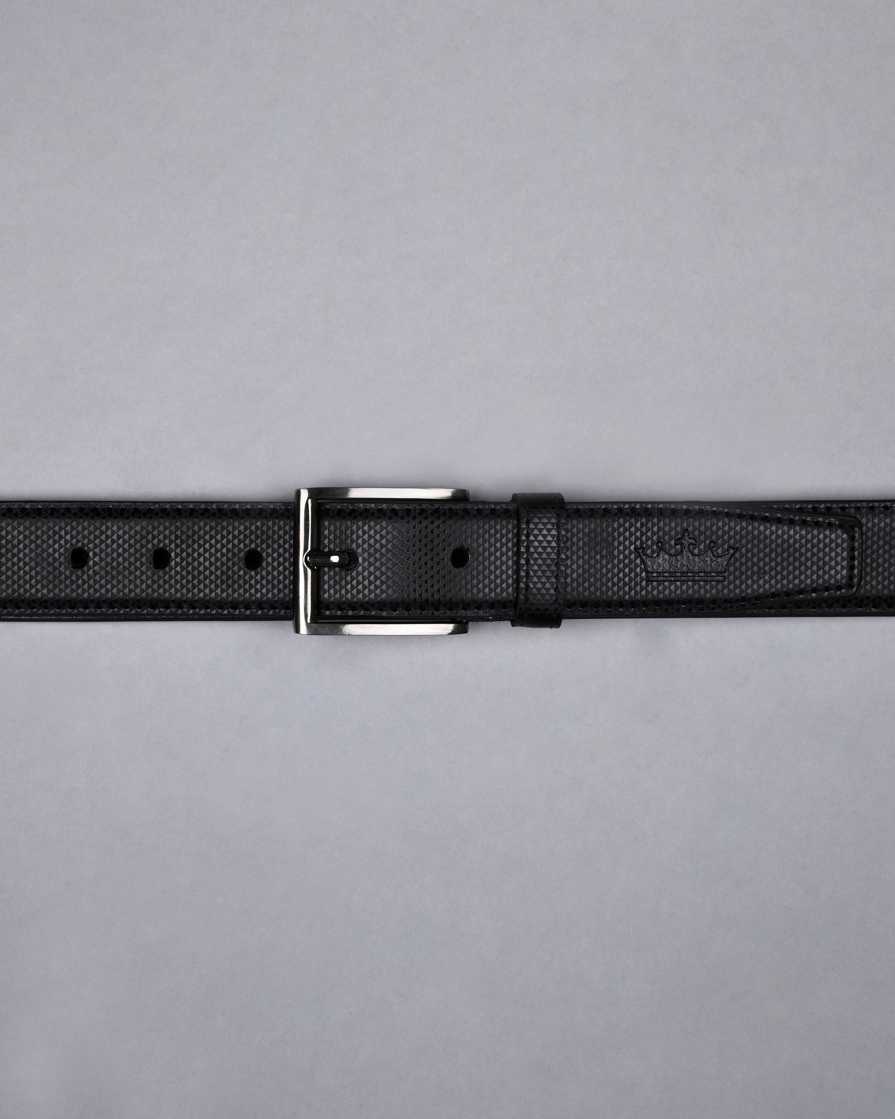 Jade Black Triangle Textured Vegan Leather Handcrafted Belt BT13-38, BT13-32, BT13-28, BT13-36, BT13-34, BT13-30