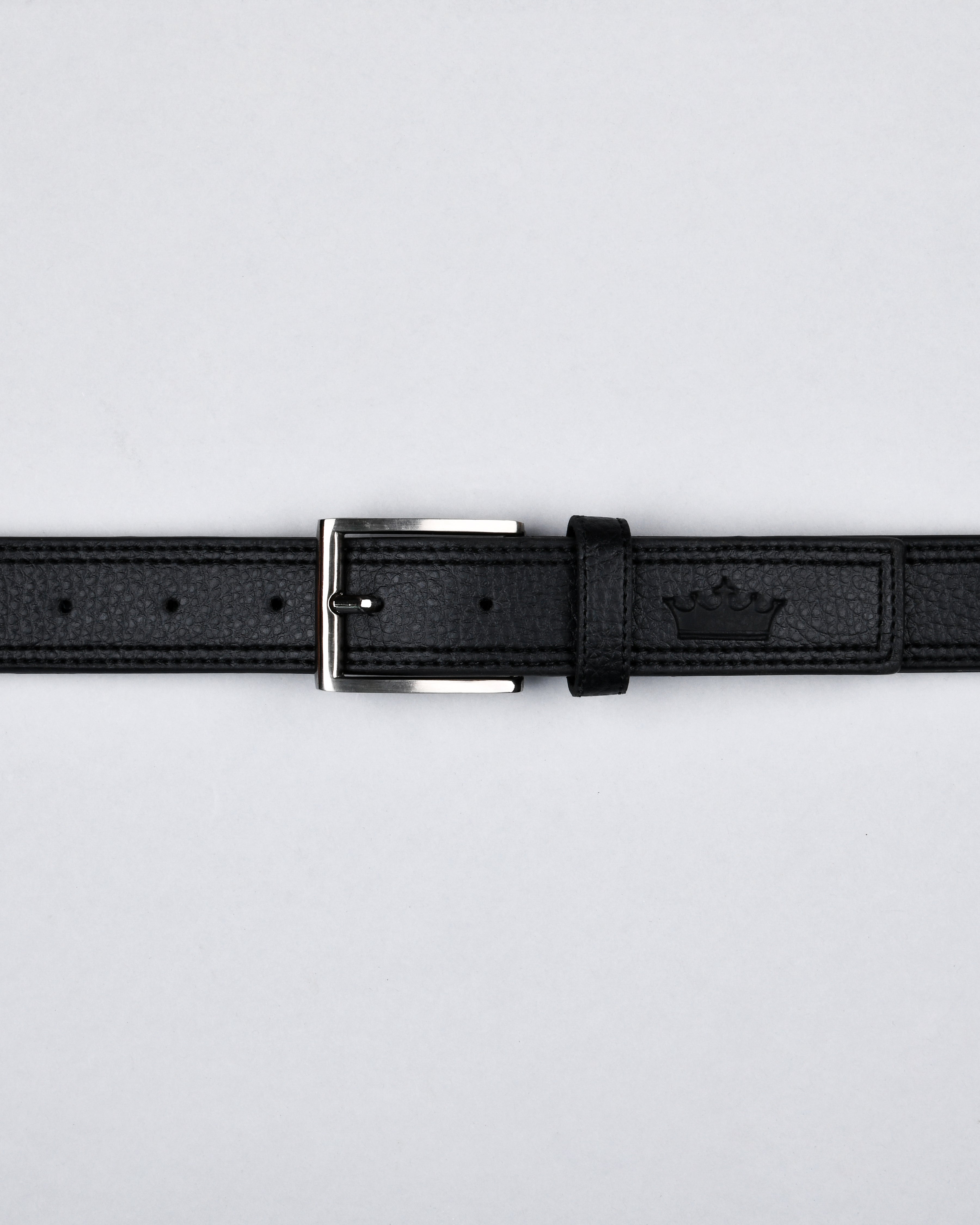 Jade Black Double Handmade Stitched Vegan Leather Handcrafted Belt For Men BT19-28, BT19-30, BT19-36, BT19-38, BT19-32, BT19-34