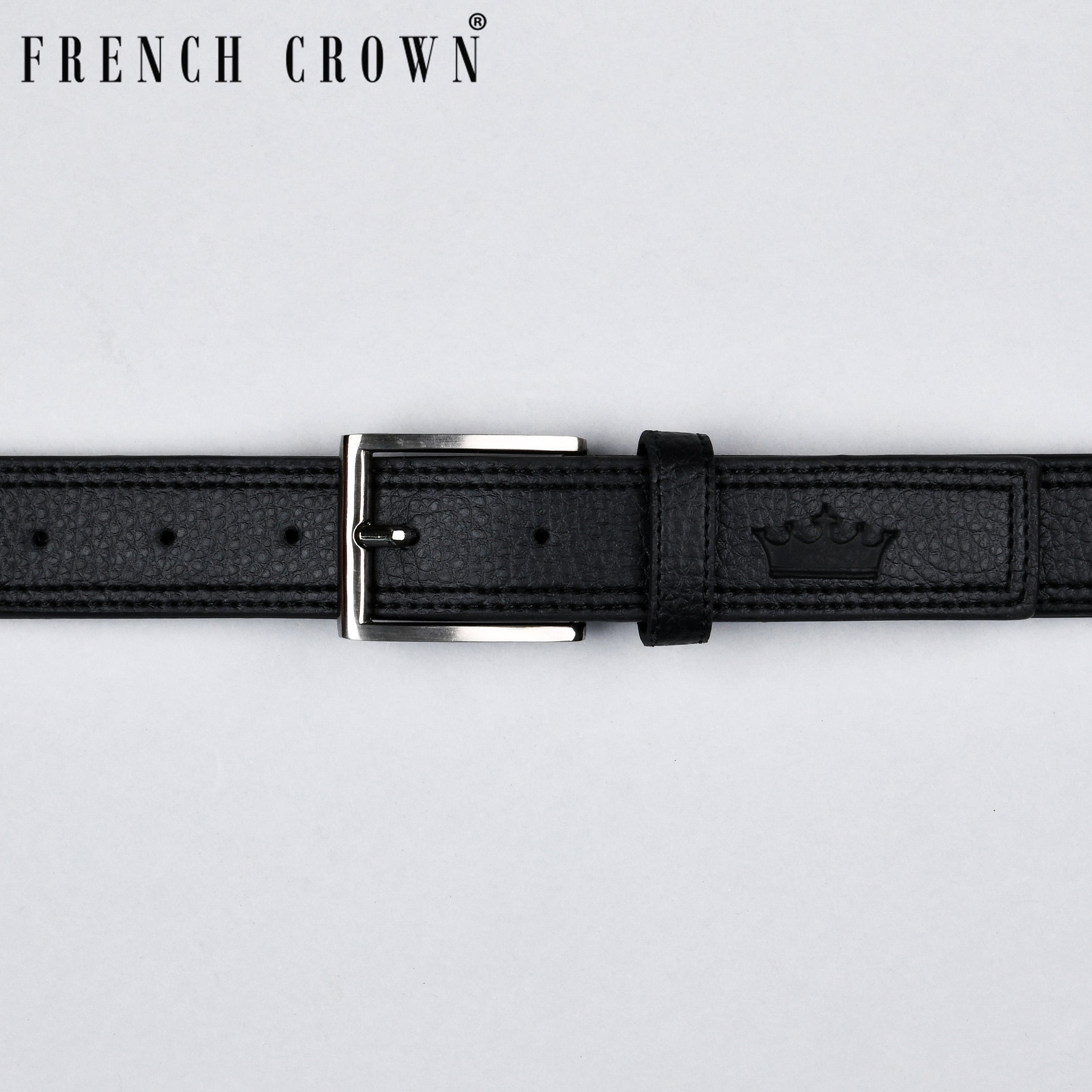 Jade Black Double Handmade Stitched Vegan Leather Handcrafted Belt For