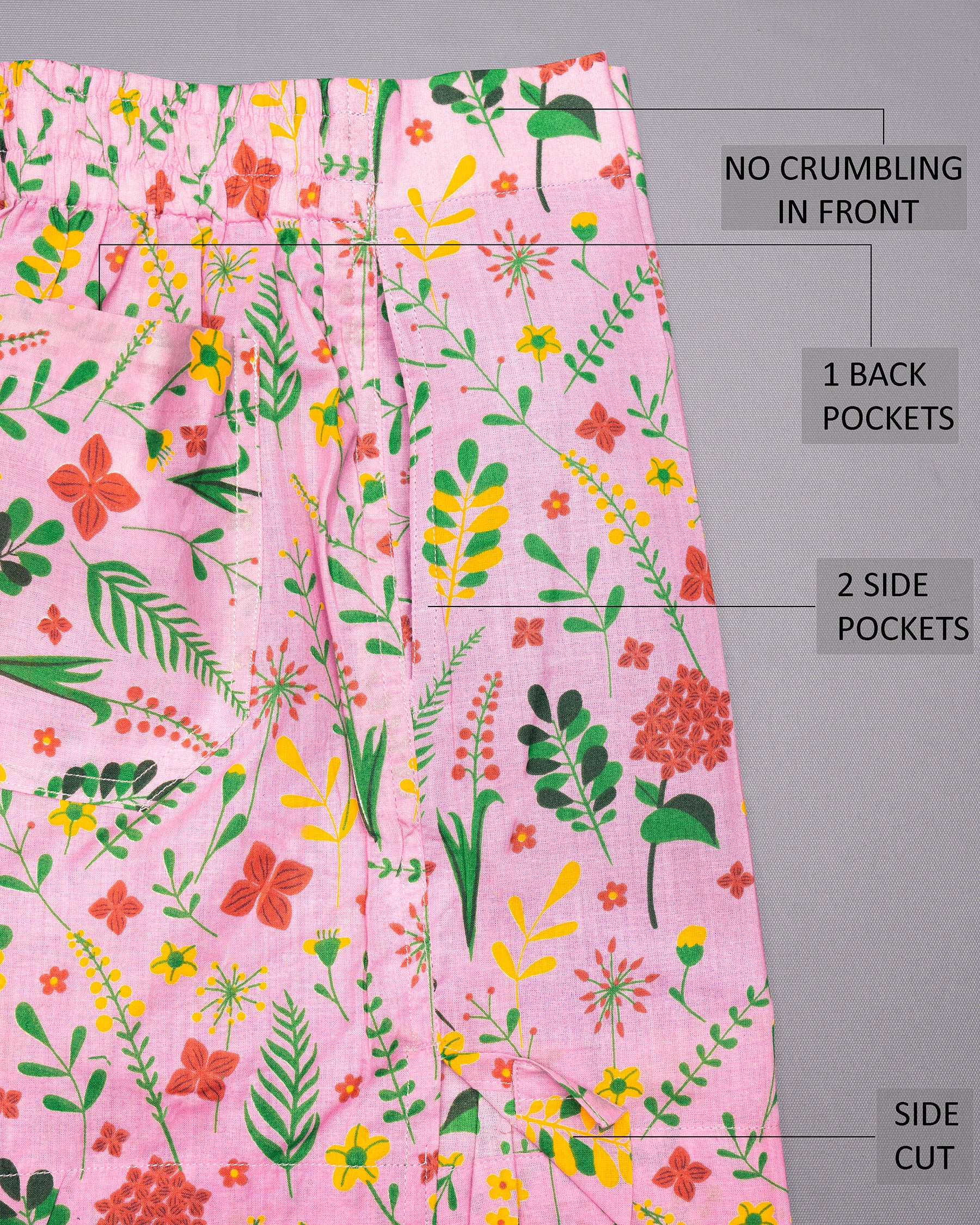 Chantilly Pink Flowery Printed Tencel Boxers BX380-01-28, BX380-01-30, BX380-01-32, BX380-01-34, BX380-01-36, BX380-01-38, BX380-01-40, BX380-01-42, BX380-01-44