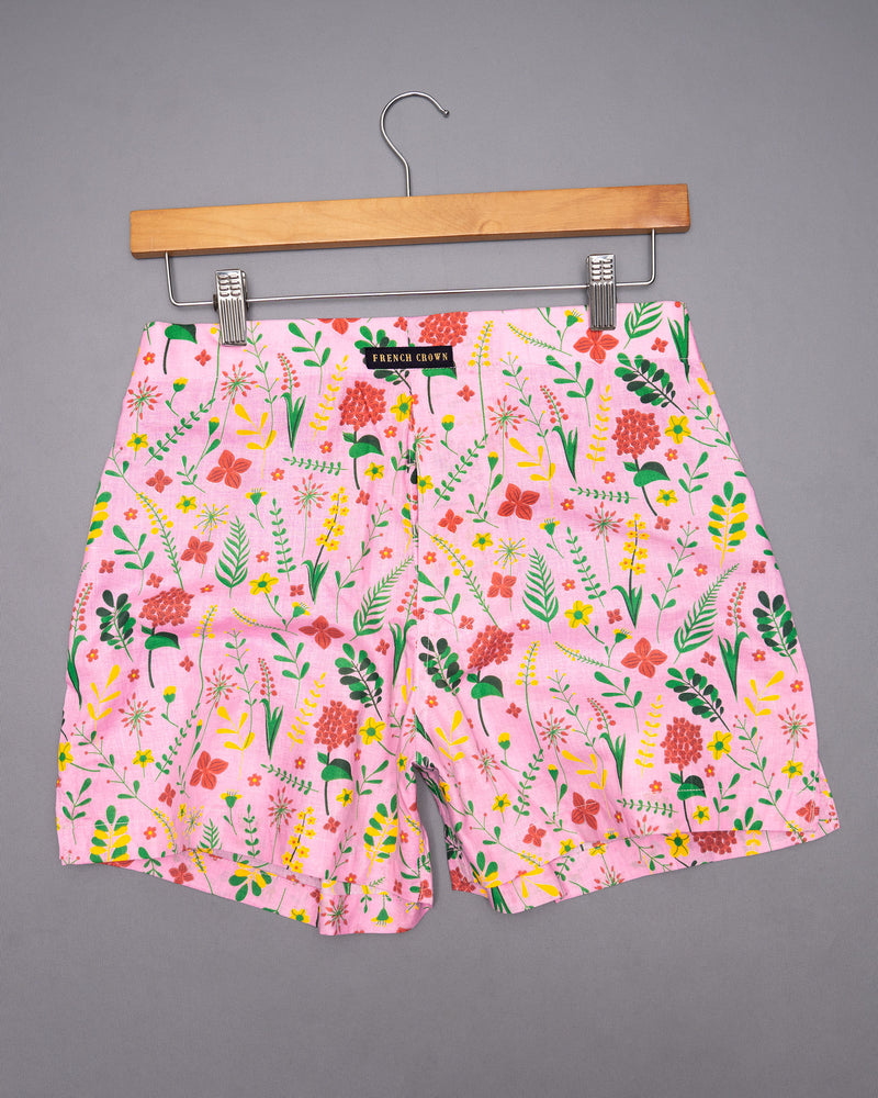 Alabaster with Jade Black Striped and Chantilly Pink Flowery Printed Tencel Boxers BX380-28, BX380-30, BX380-32, BX380-34, BX380-36, BX380-38, BX380-40, BX380-42, BX380-44