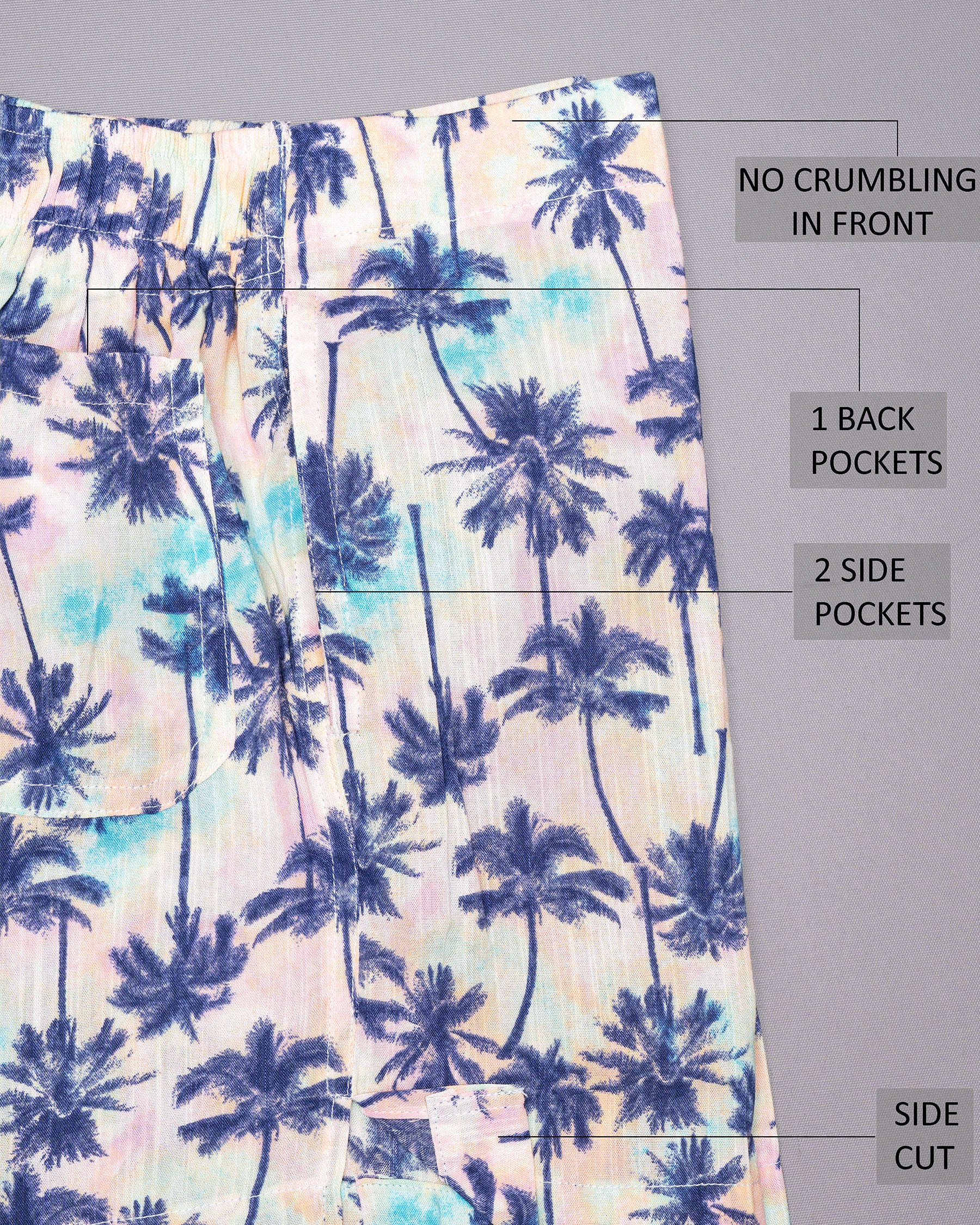 Astronaut Blue Trees Printed Tencel Boxers BX389-02-28, BX389-02-30, BX389-02-32, BX389-02-34, BX389-02-36, BX389-02-38, BX389-02-40, BX389-02-42, BX389-02-44