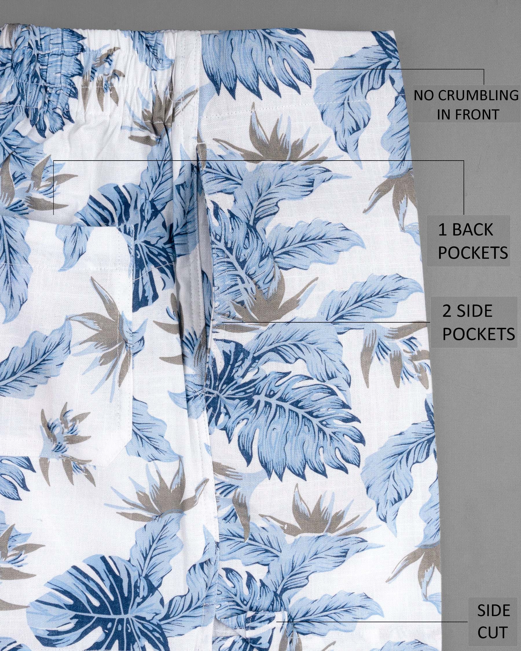 Bright White Tropical Printed Linen Dobby Boxers BX414-02-28, BX414-02-30, BX414-02-32, BX414-02-34, BX414-02-36, BX414-02-38, BX414-02-40, BX414-02-42, BX414-02-44