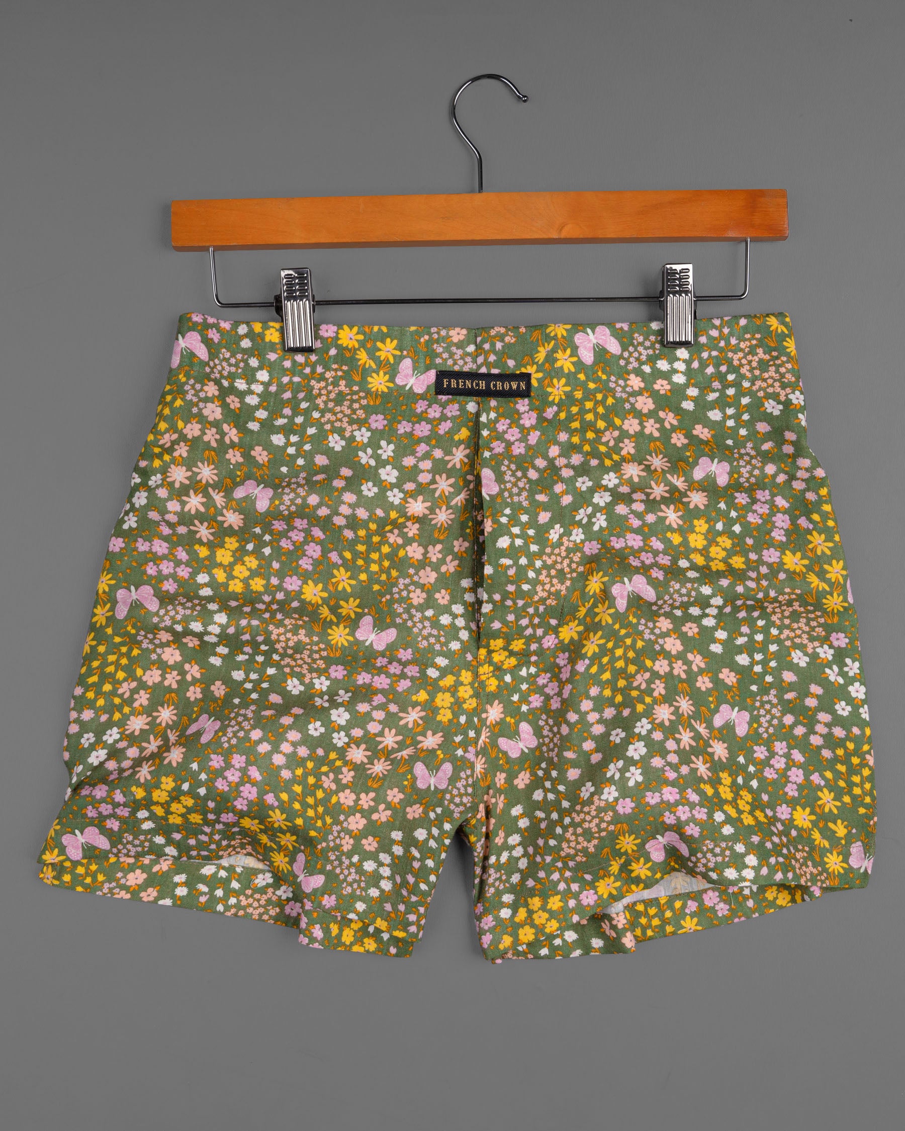 Bright White and Tamarillo Red with Camouflage Green and Saffron Floral Printed Premium Tencel Boxers CBX422-28, CBX422-30, CBX422-32, CBX422-34, CBX422-36, CBX422-38, CBX422-40, CBX422-42, CBX422-44
