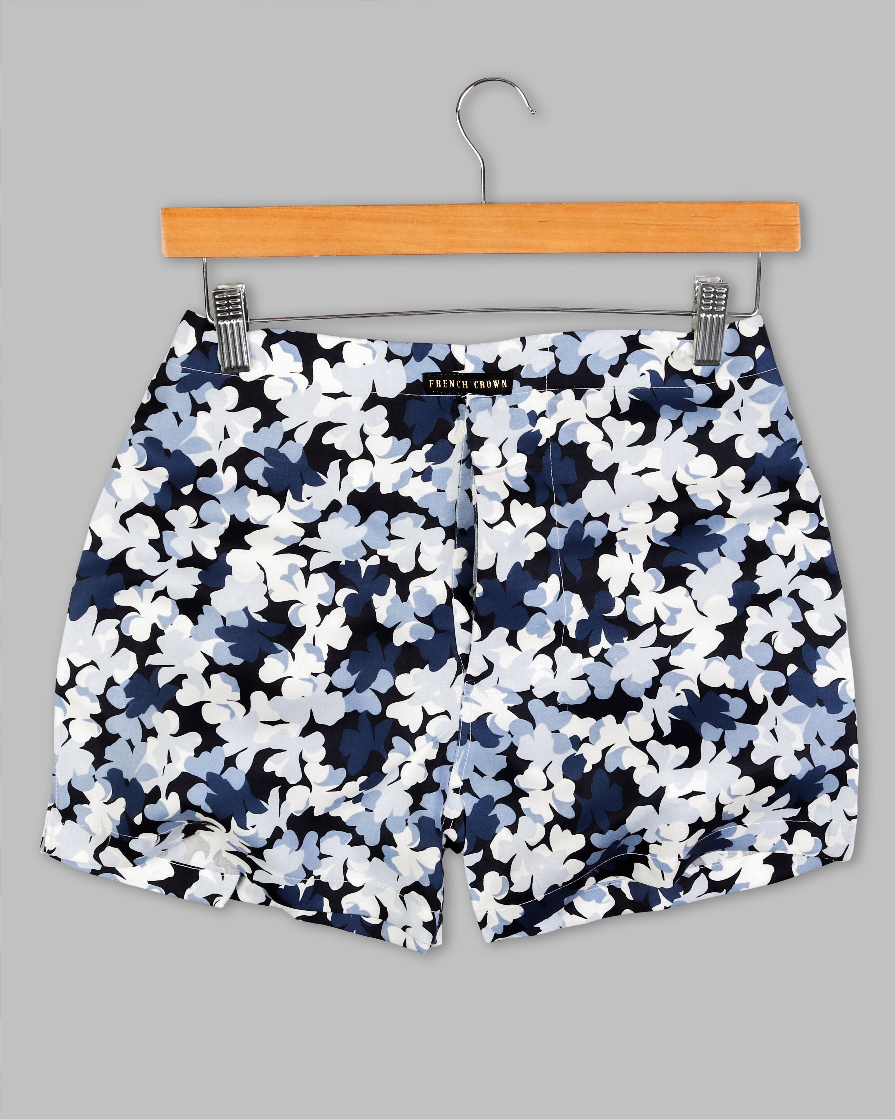 Blue Flowers Printed and Navy Premium Cotton Boxers