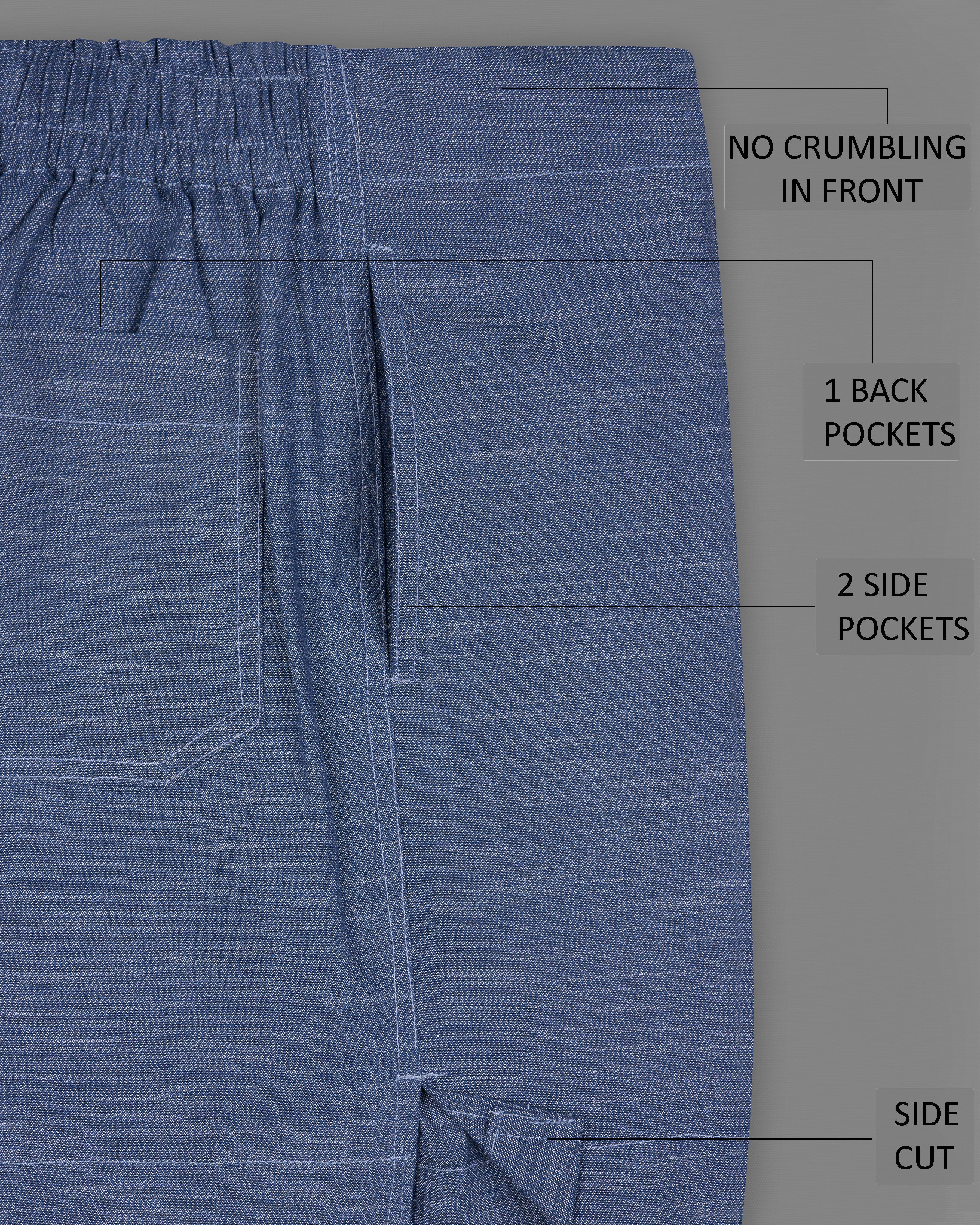 Mulled Blue Textured Denim Boxers BX427-28, BX427-30, BX427-32, BX427-34, BX427-36, BX427-38, BX427-40, BX427-42, BX427-44