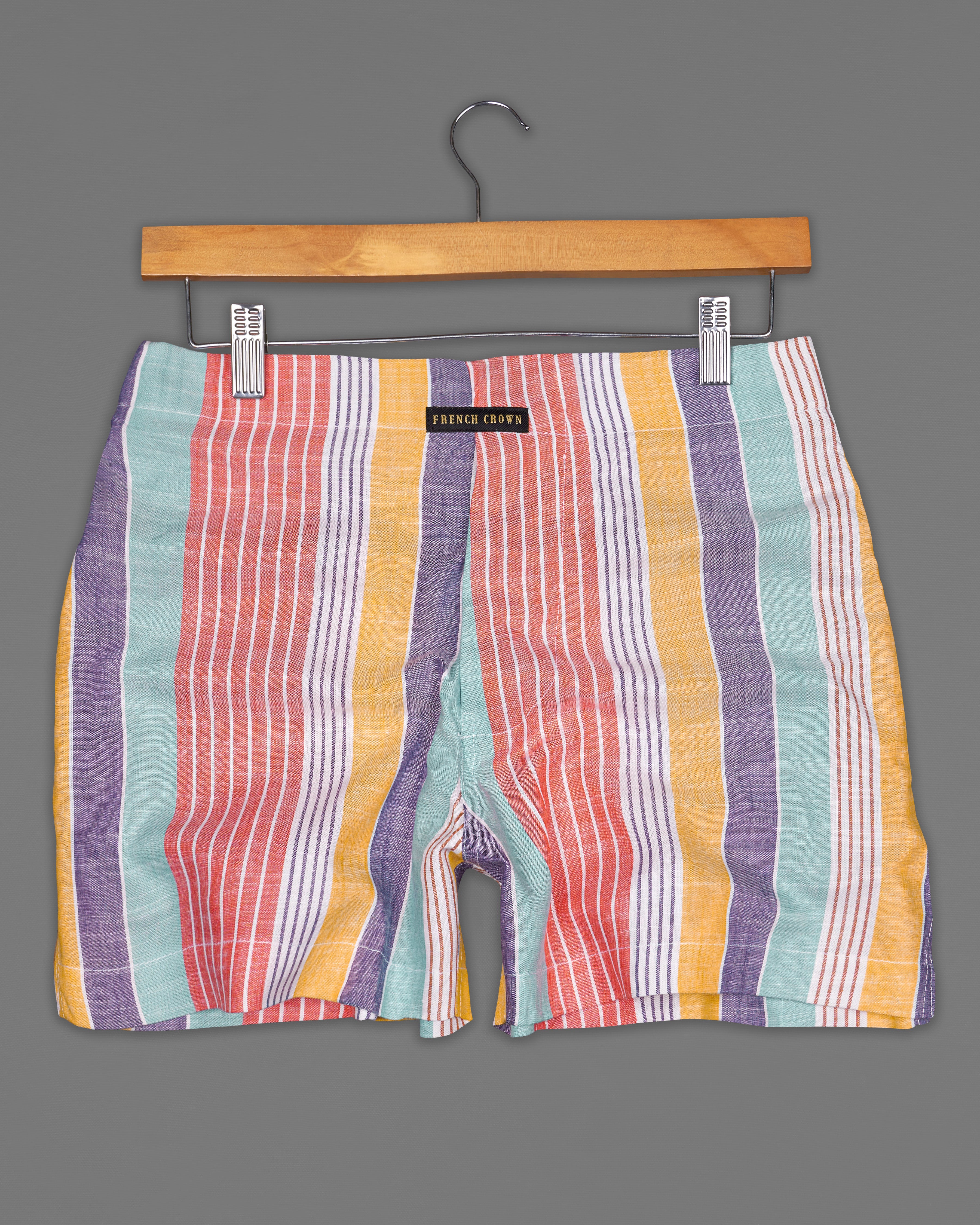 Bittersweet Red with Sand Brown Multicolour Striped Luxurious Linen Boxers BX430-28, BX430-30, BX430-32, BX430-34, BX430-36, BX430-38, BX430-40, BX430-42, BX430-44