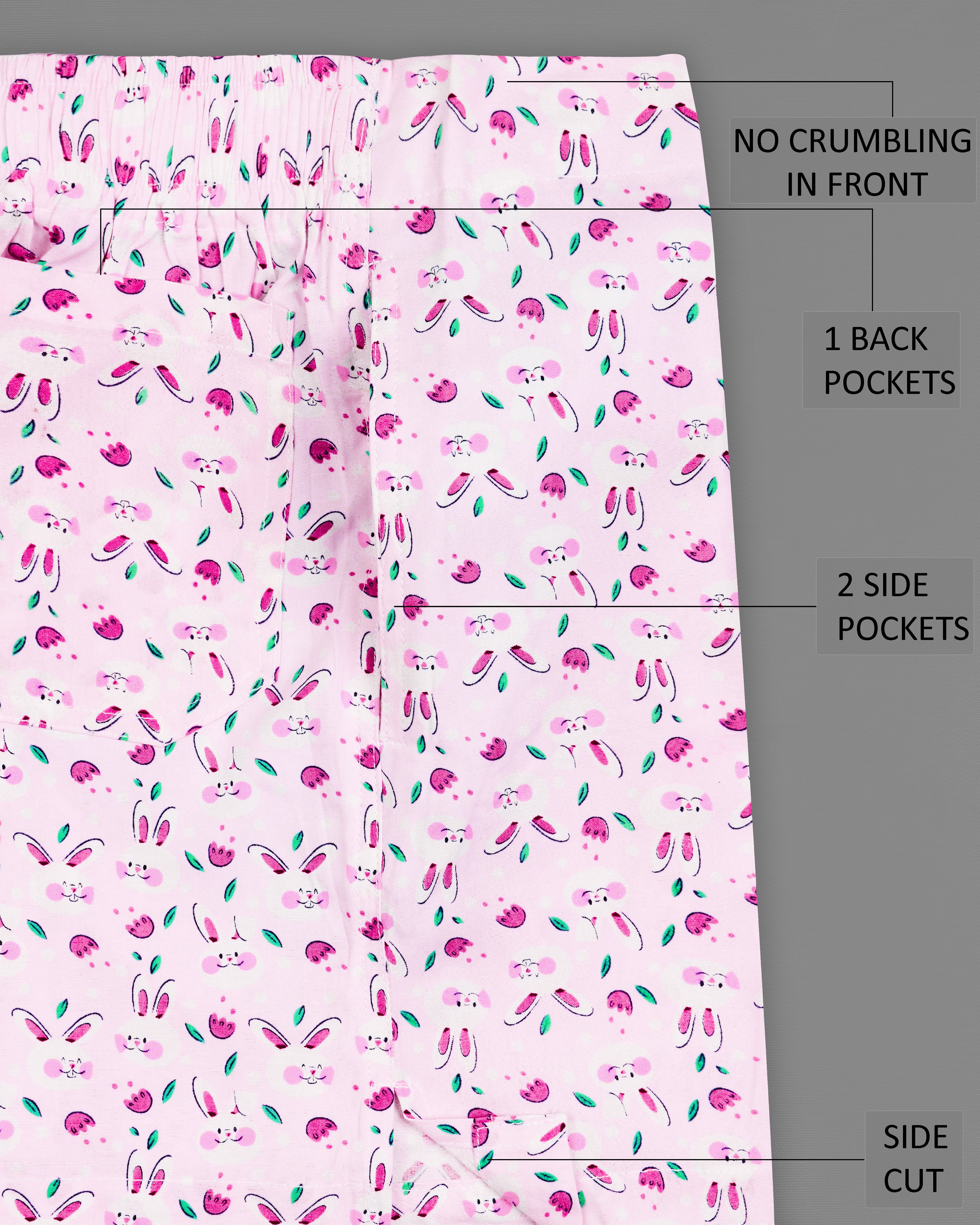 Azalea Pink Floral Printed Premium Cotton Boxers BX432-28, BX432-30, BX432-32, BX432-34, BX432-36, BX432-38, BX432-40, BX432-42, BX432-44