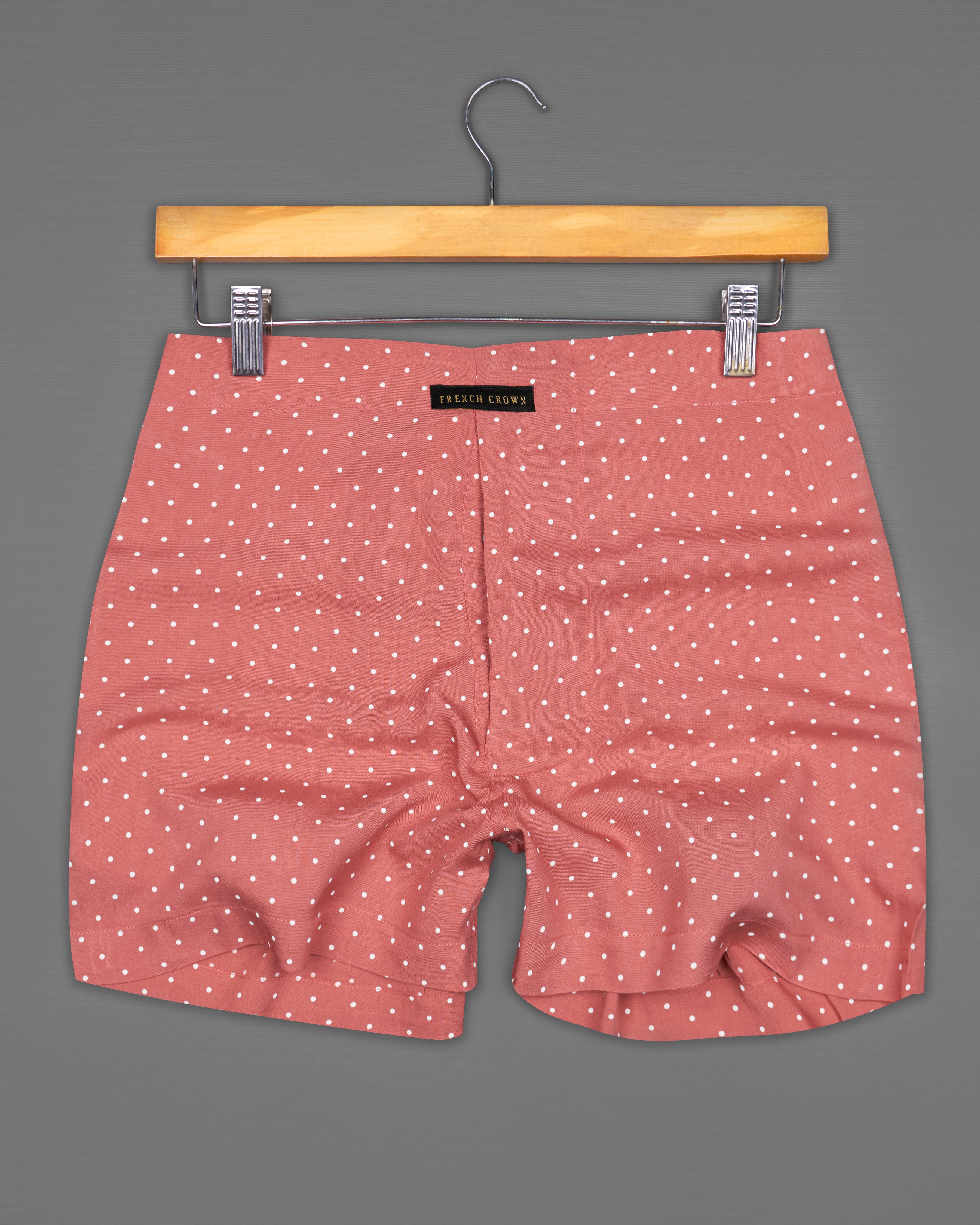 Burning Peach Polka Dotted Premium Tencel Boxers BX436-28, BX436-30, BX436-32, BX436-34, BX436-36, BX436-38, BX436-40, BX436-42, BX436-44