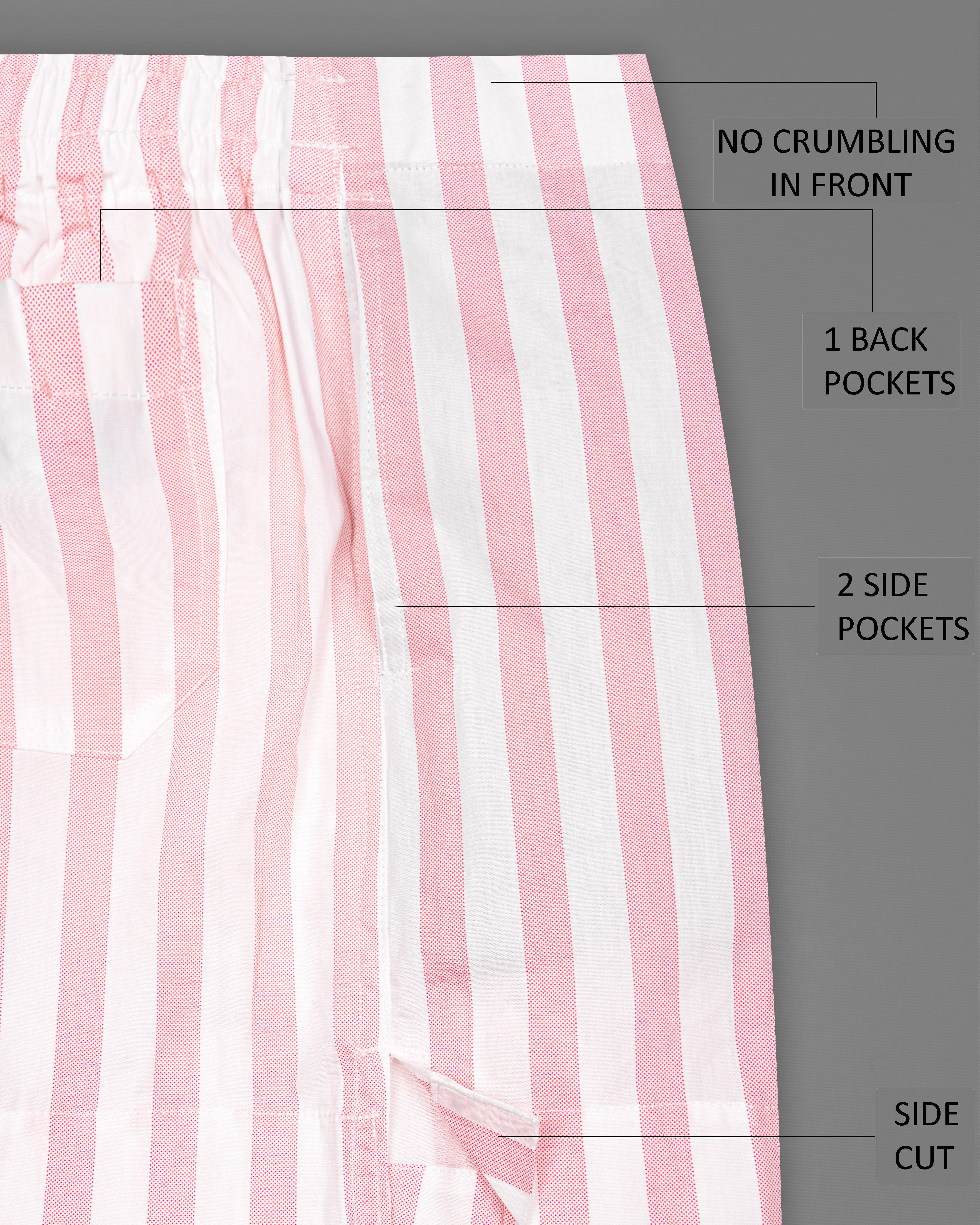 Azalea Pink with White Striped Premium Cotton Boxers BX462-28, BX462-30, BX462-32, BX462-34, BX462-36, BX462-38, BX462-40, BX462-42, BX462-44