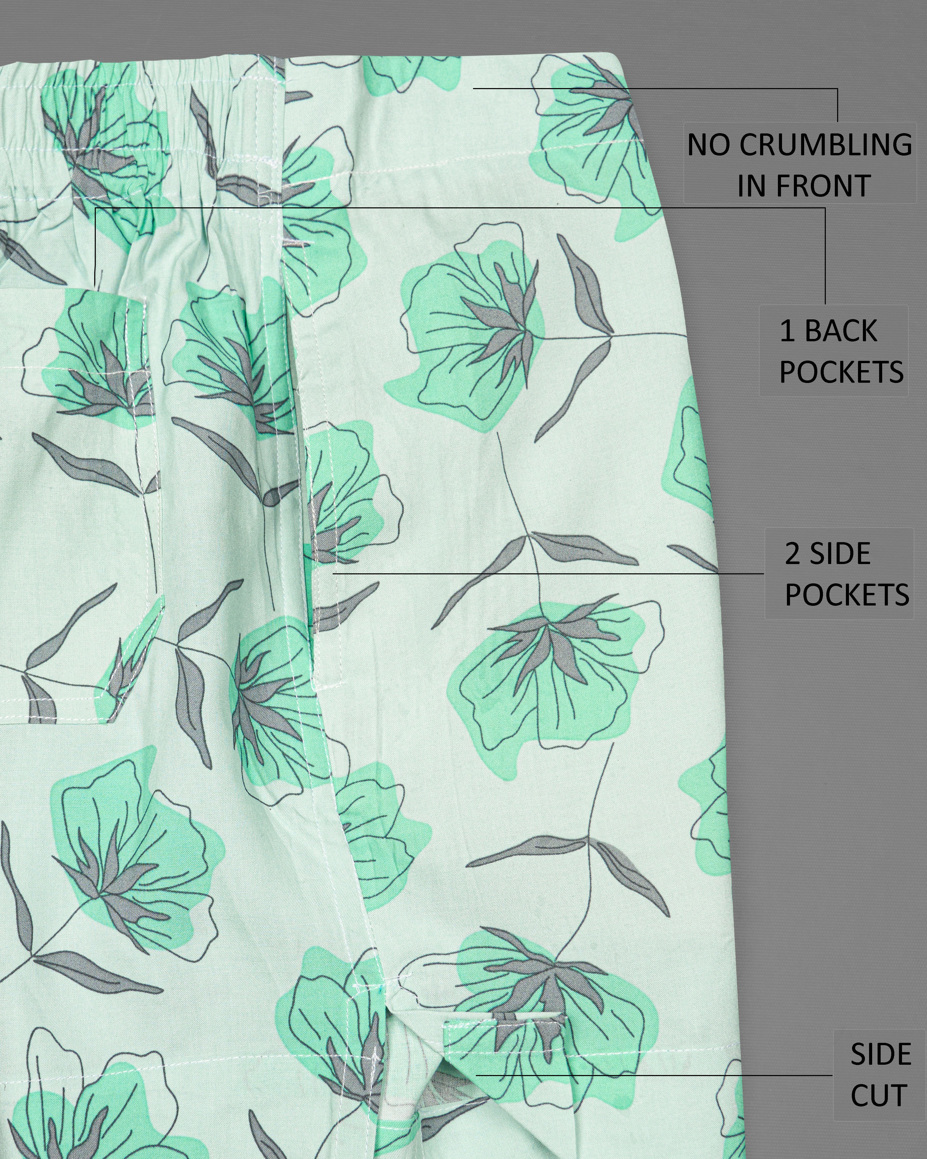 Rhino Blue Printed and Harp Green Floral Printed Premium Cotton Boxers BX465-BX466-28, BX465-BX466-30, BX465-BX466-32, BX465-BX466-34, BX465-BX466-36, BX465-BX466-38, BX465-BX466-40, BX465-BX466-42, BX465-BX466-44