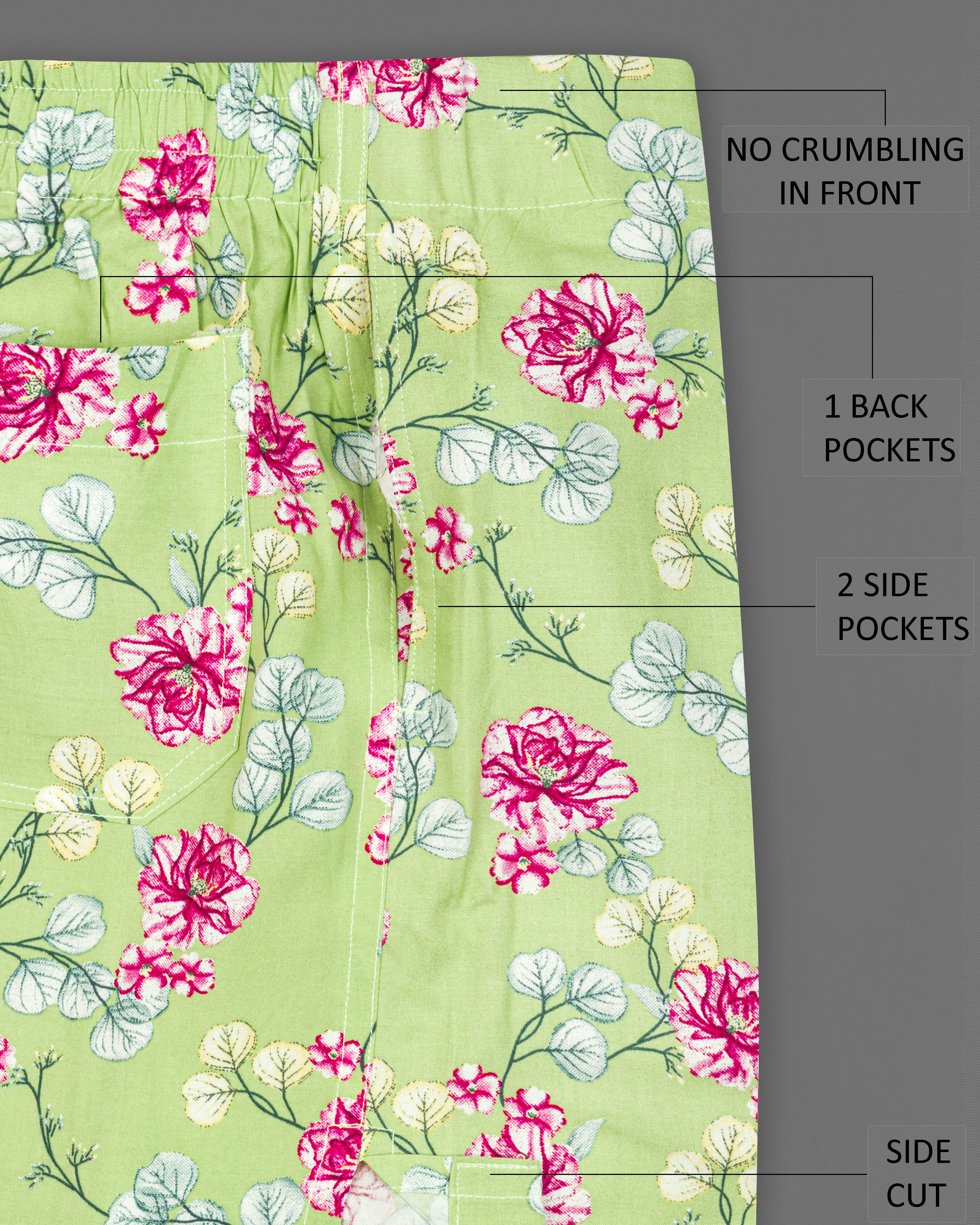 Bright white Striped and Spring Bud Floral Printed Premium Cotton Boxers BX479-BX480-28, BX479-BX480-30, BX479-BX480-32, BX479-BX480-34, BX479-BX480-36, BX479-BX480-38, BX479-BX480-40, BX479-BX480-42, BX479-BX480-44