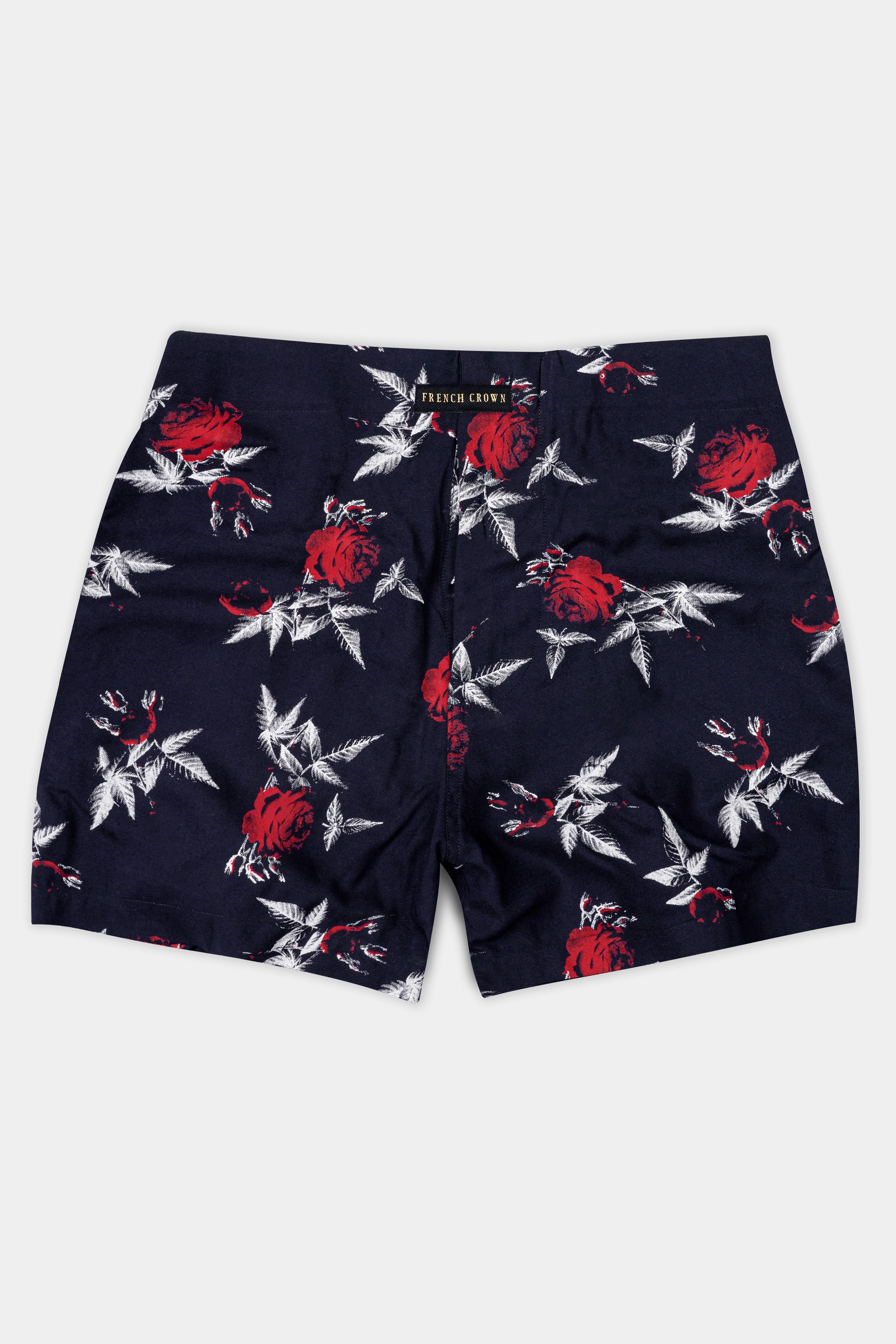 Haiti Blue With Stiletto Red Rose Printed Premium Tencel and Bright White with Twilight Blue Plaid Royal Oxford Boxers BX529-BX566-28, BX529-BX566-30, BX529-BX566-32, BX529-BX566-34, BX529-BX566-36, BX529-BX566-38, BX529-BX566-40, BX529-BX566-42, BX529-BX566-44