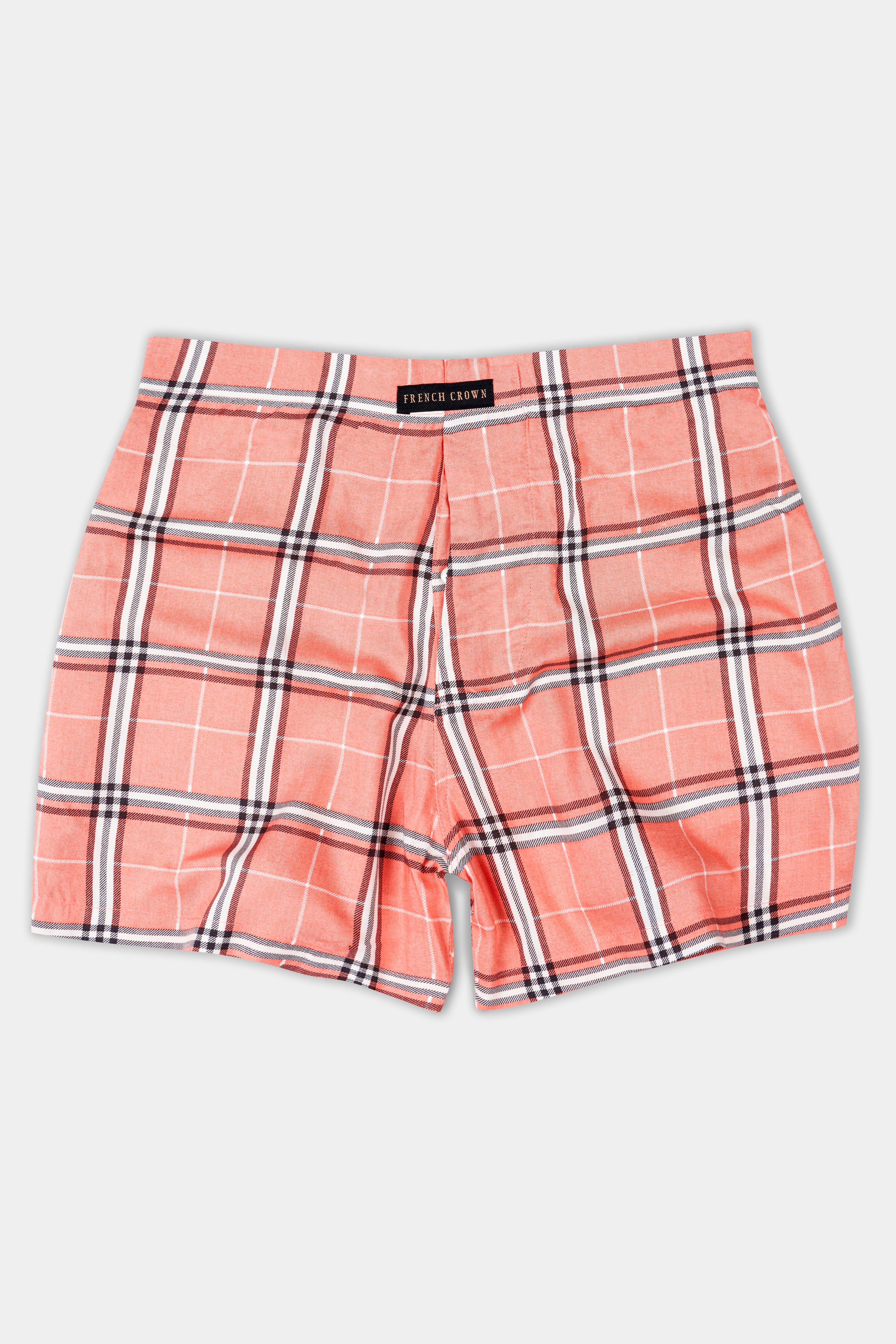 Bizzard Blue With Nile Blue Checkered Premium Cotton and Bud Peach With White Checkered Premium Tencel Boxers BX535-BX536-28, BX535-BX536-30, BX535-BX536-32, BX535-BX536-34, BX535-BX536-36, BX535-BX536-38, BX535-BX536-40, BX535-BX536-42, BX535-BX536-44